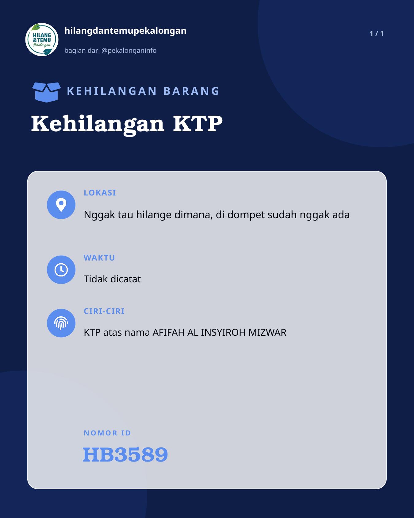 Slide laporan Kehilangan KTP (HB3589)