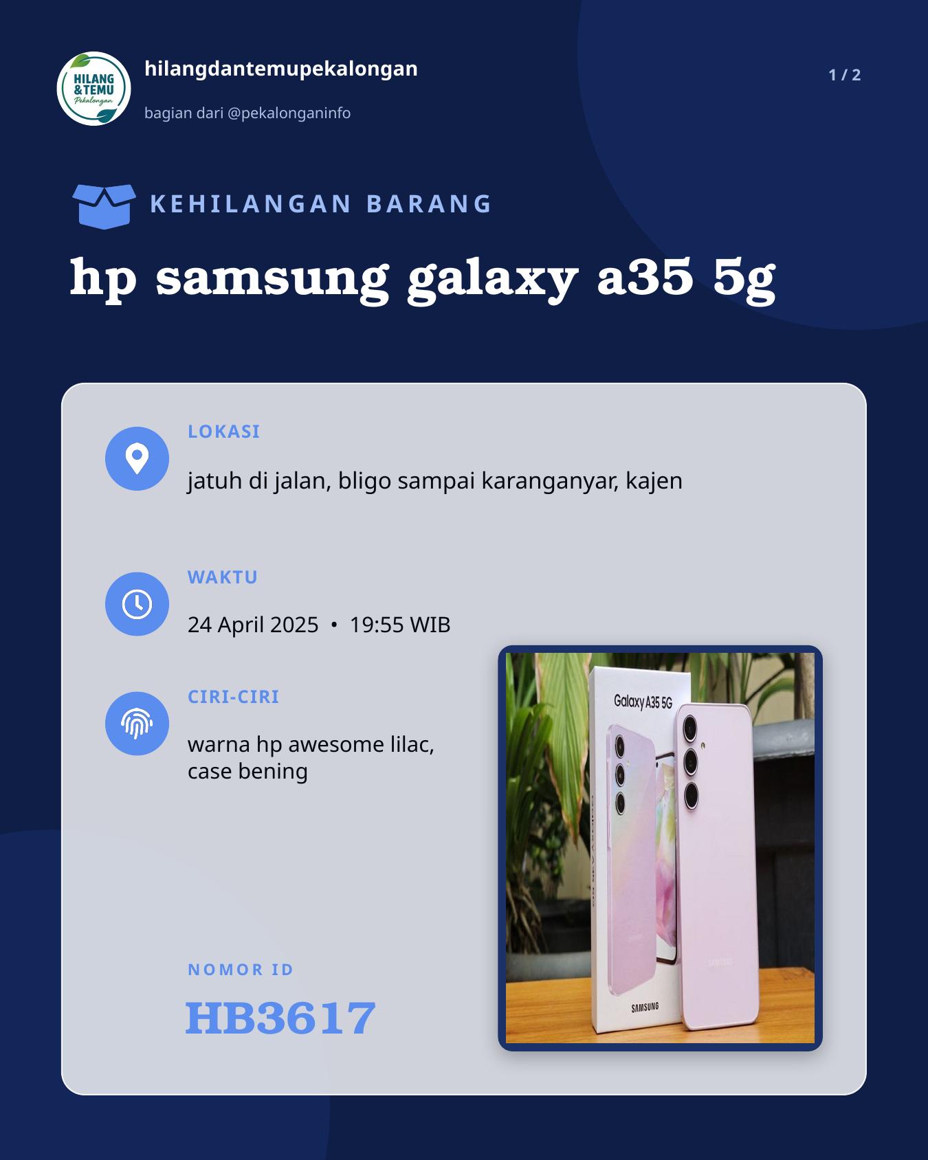 Slide 1 laporan hp samsung galaxy a35 5g