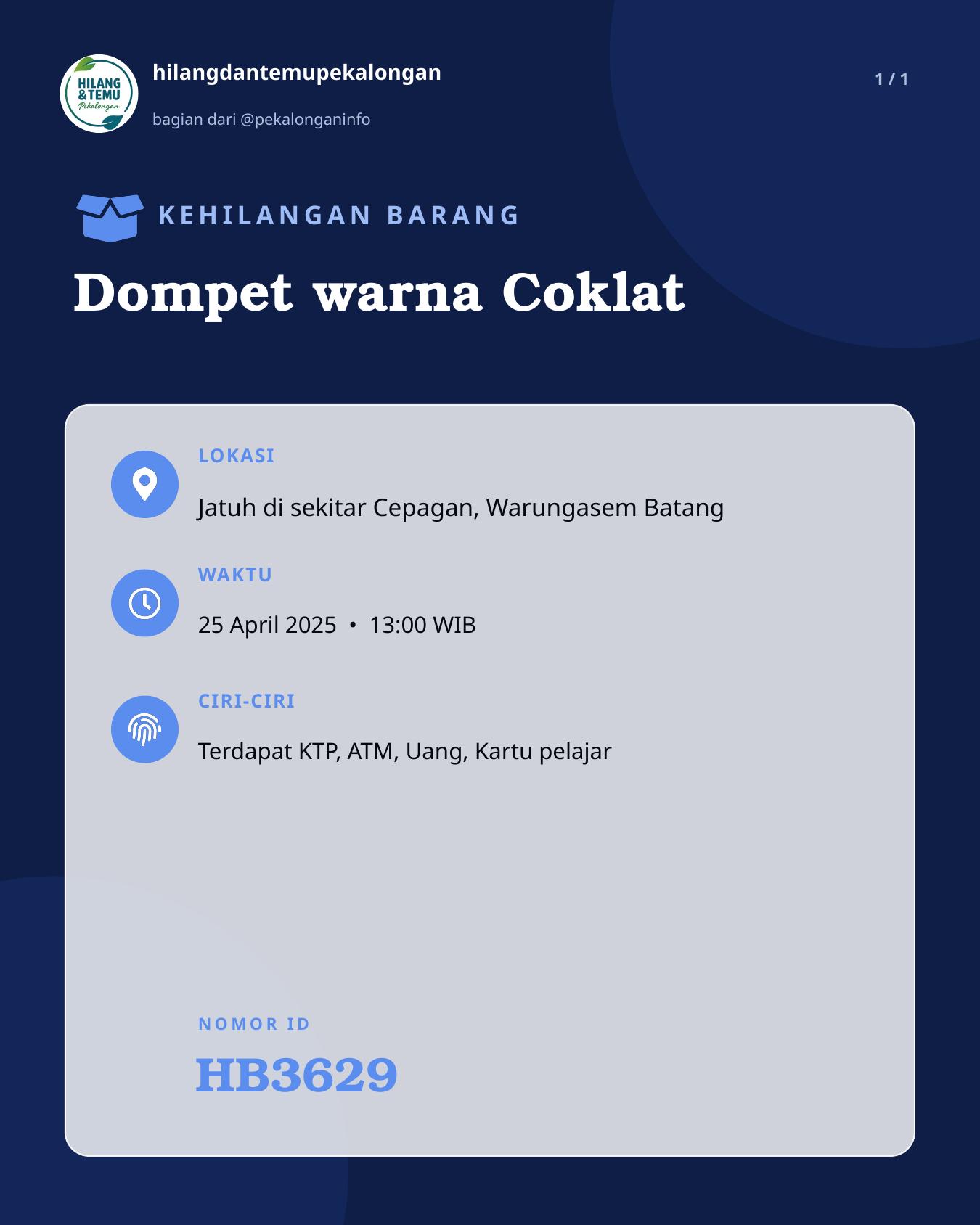 Slide laporan Dompet warna Coklat (HB3629)