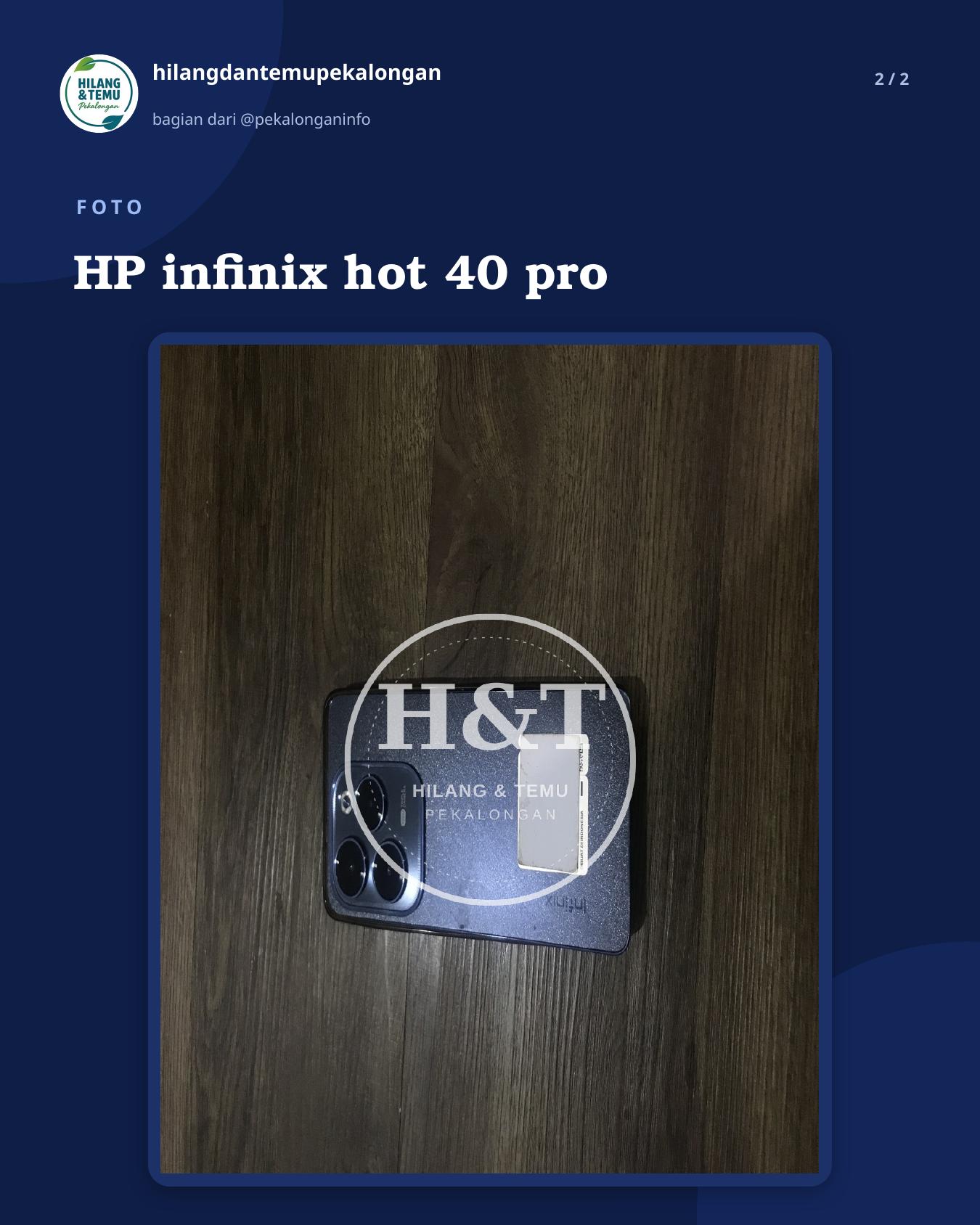 Slide 2 laporan HP infinix hot 40 pro