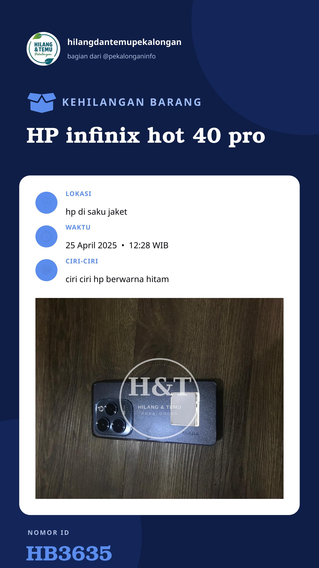 Story 9:16 laporan HP infinix hot 40 pro