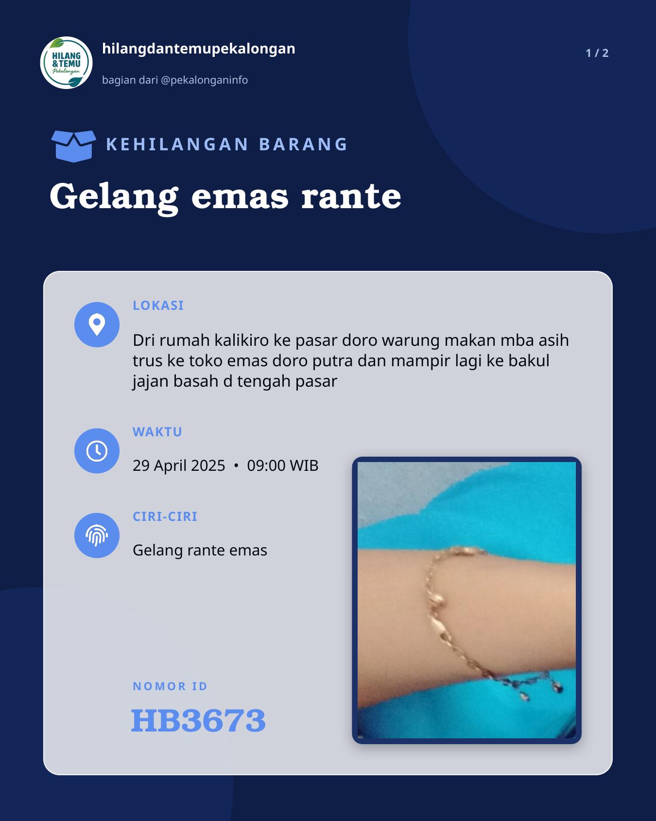 Slide 1 laporan Gelang emas rante