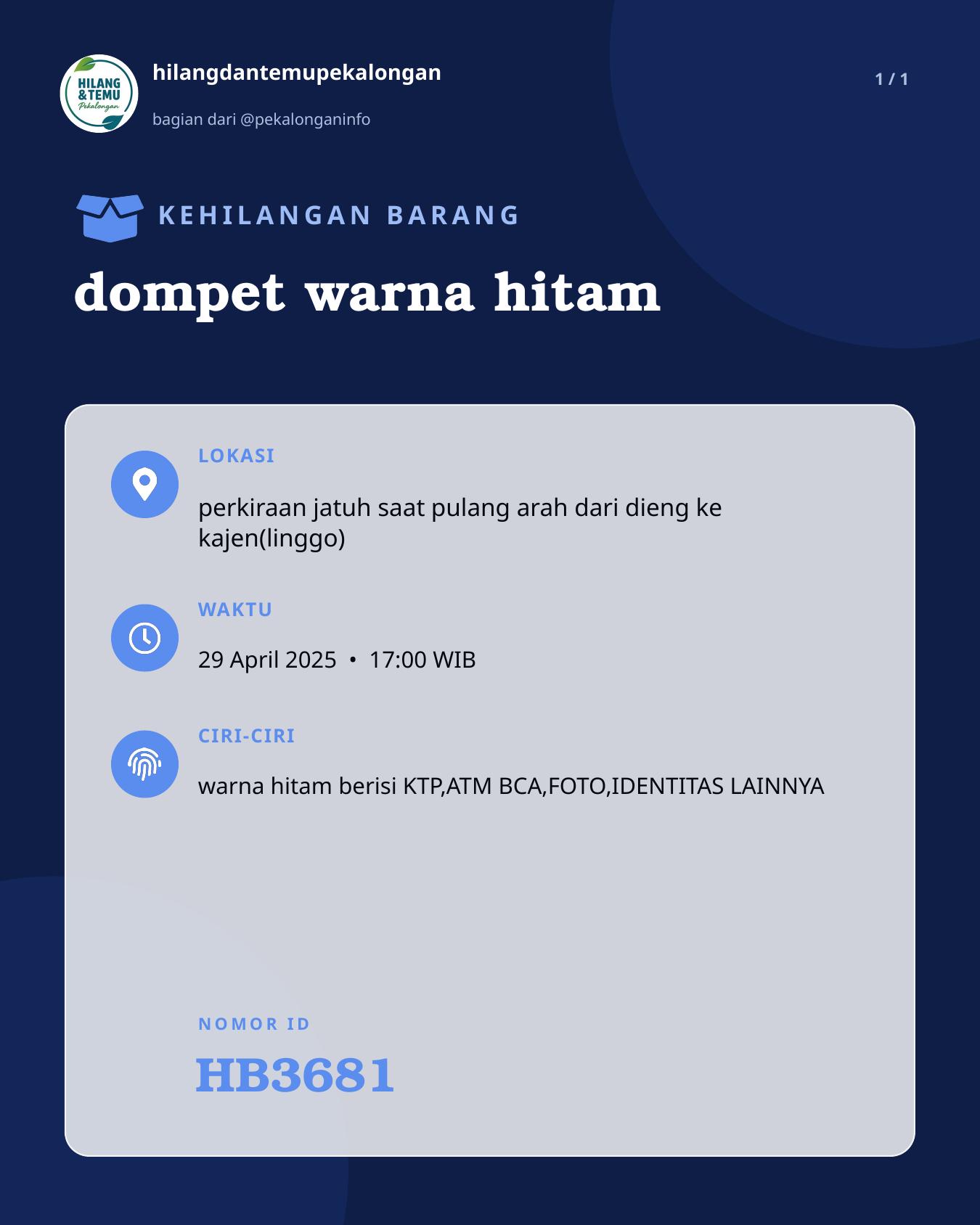Slide laporan dompet warna hitam (HB3681)