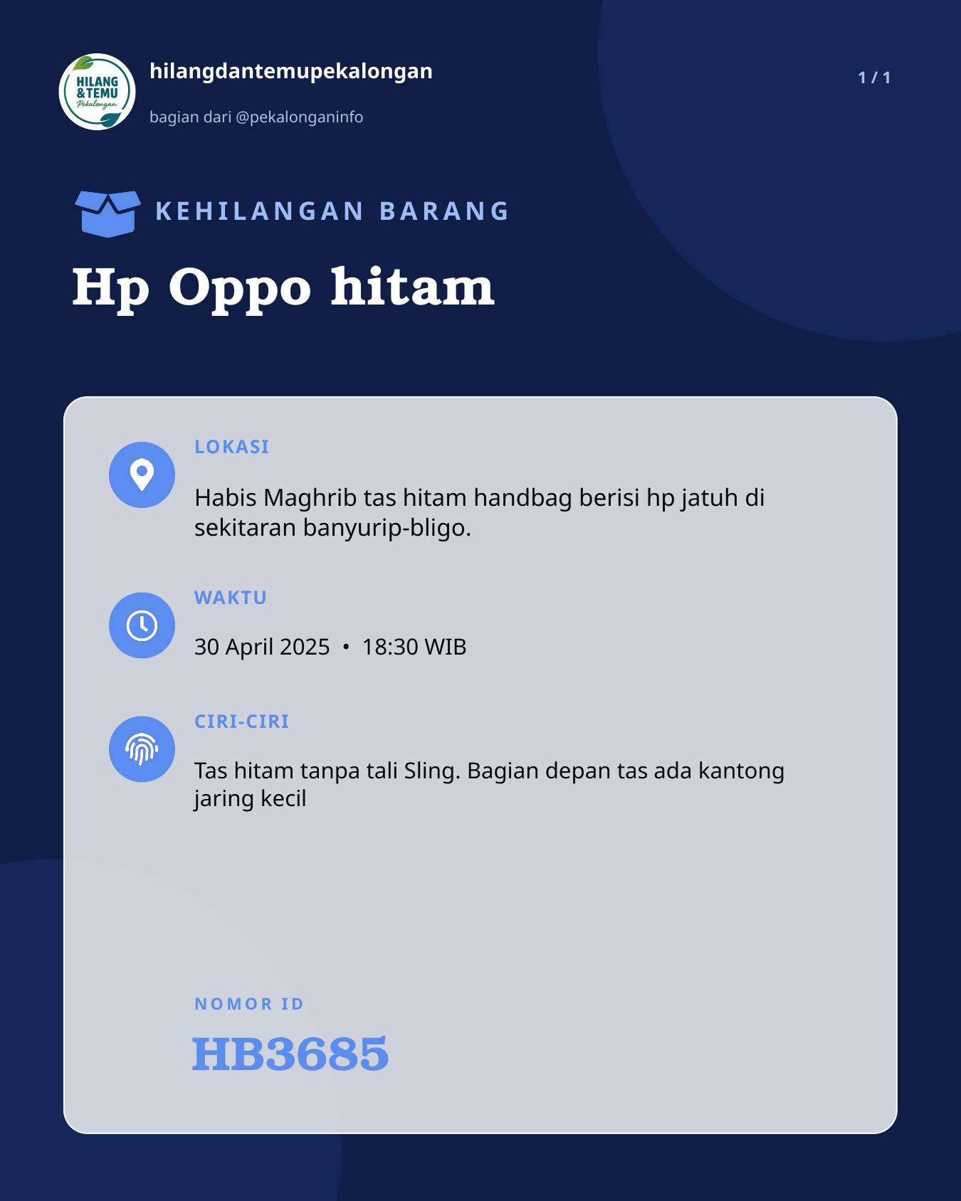 Slide laporan Hp Oppo hitam (HB3685)