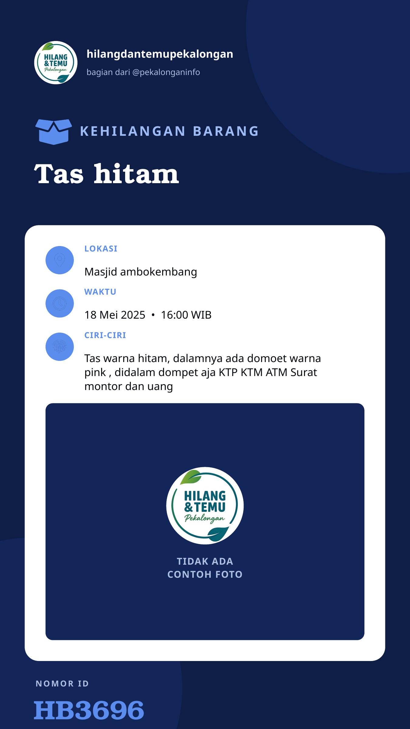 Story 9:16 laporan Tas hitam