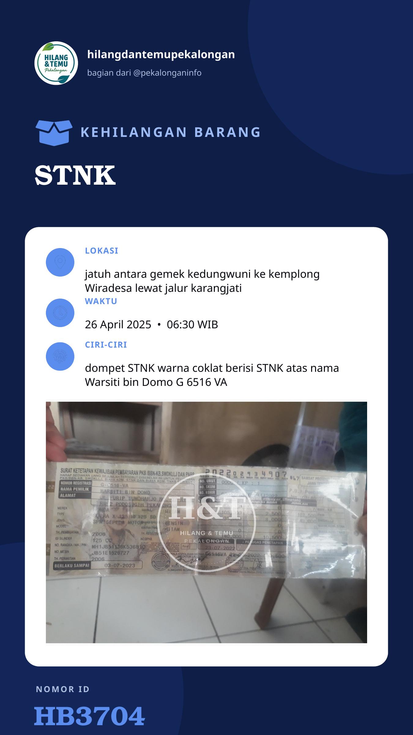 Story 9:16 laporan STNK
