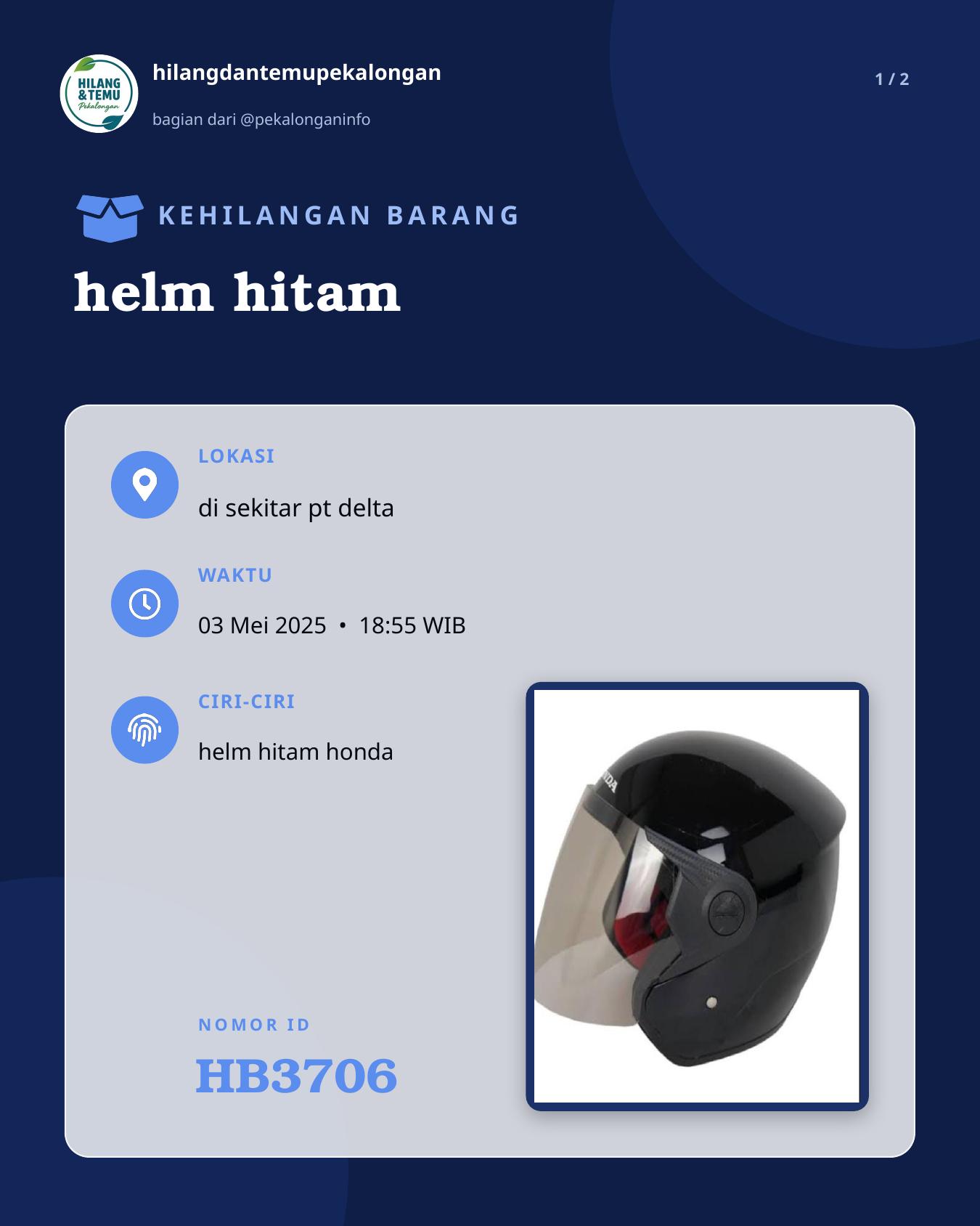 Slide 1 laporan helm hitam