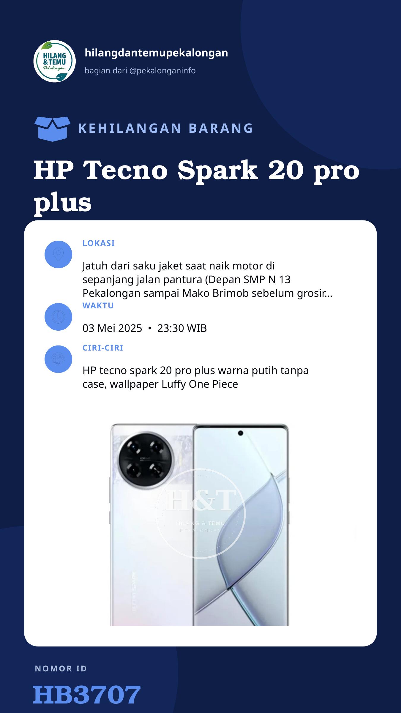 Story 9:16 laporan HP Tecno Spark 20 pro plus