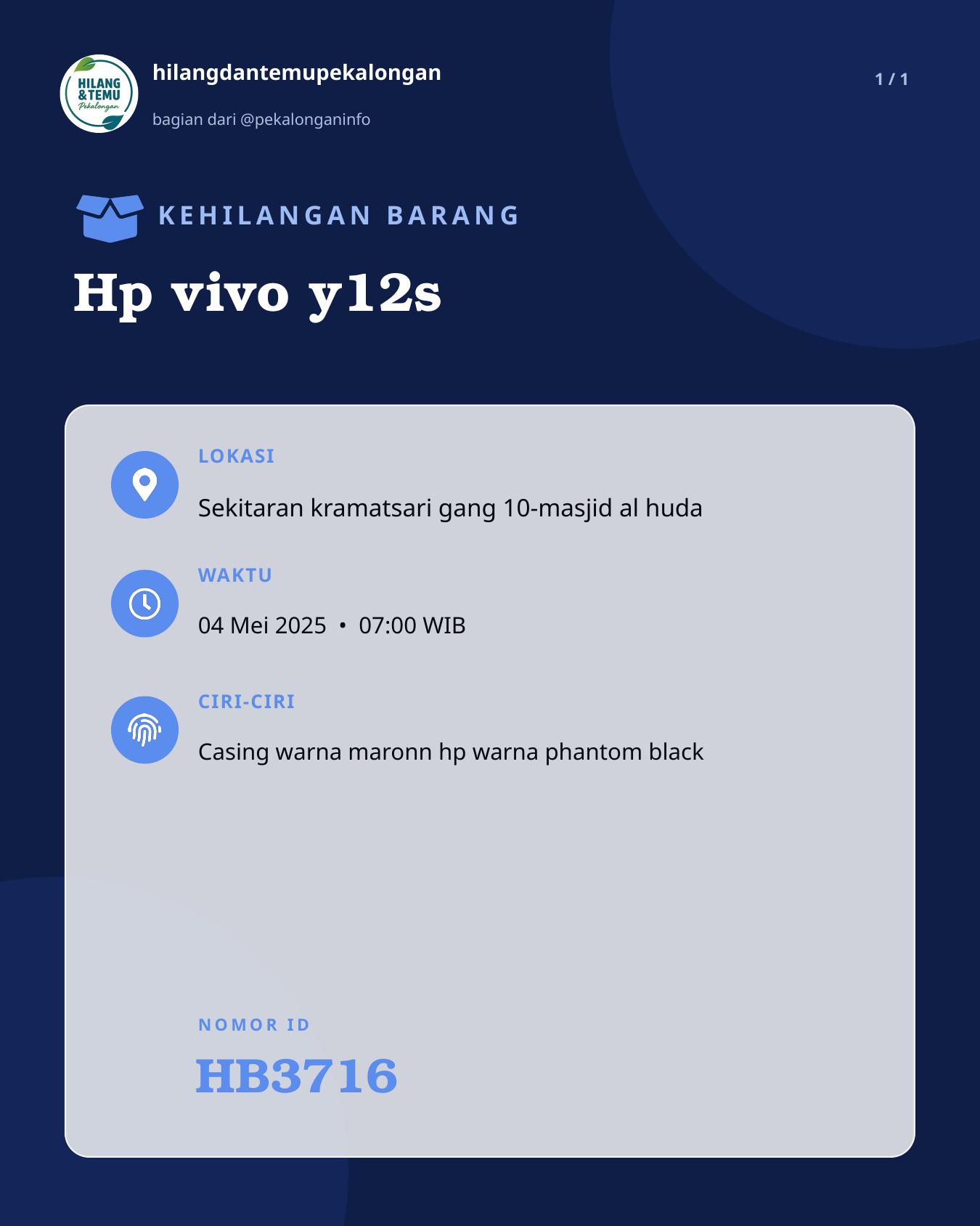 Slide laporan Hp vivo y12s (HB3716)