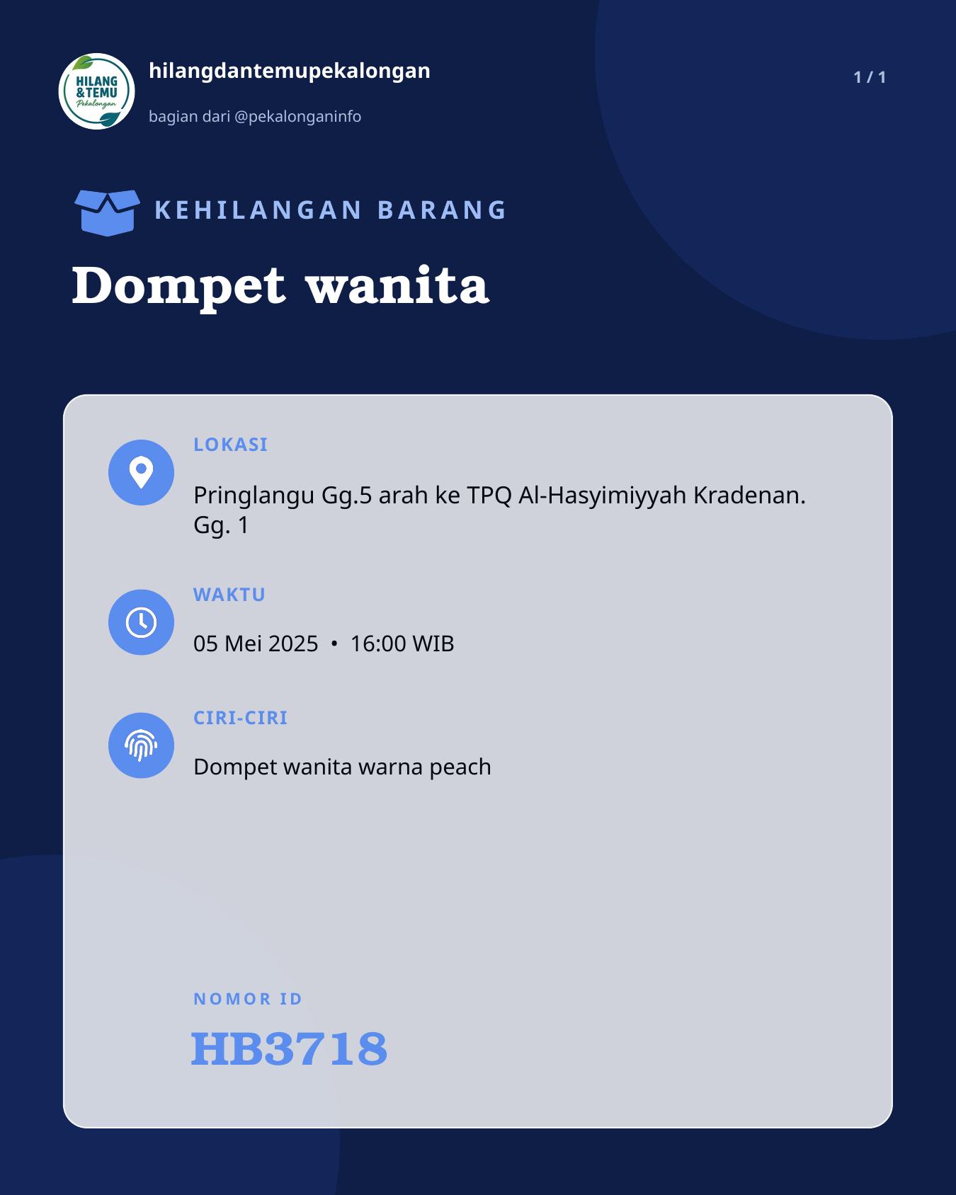 Slide laporan Dompet wanita (HB3718)