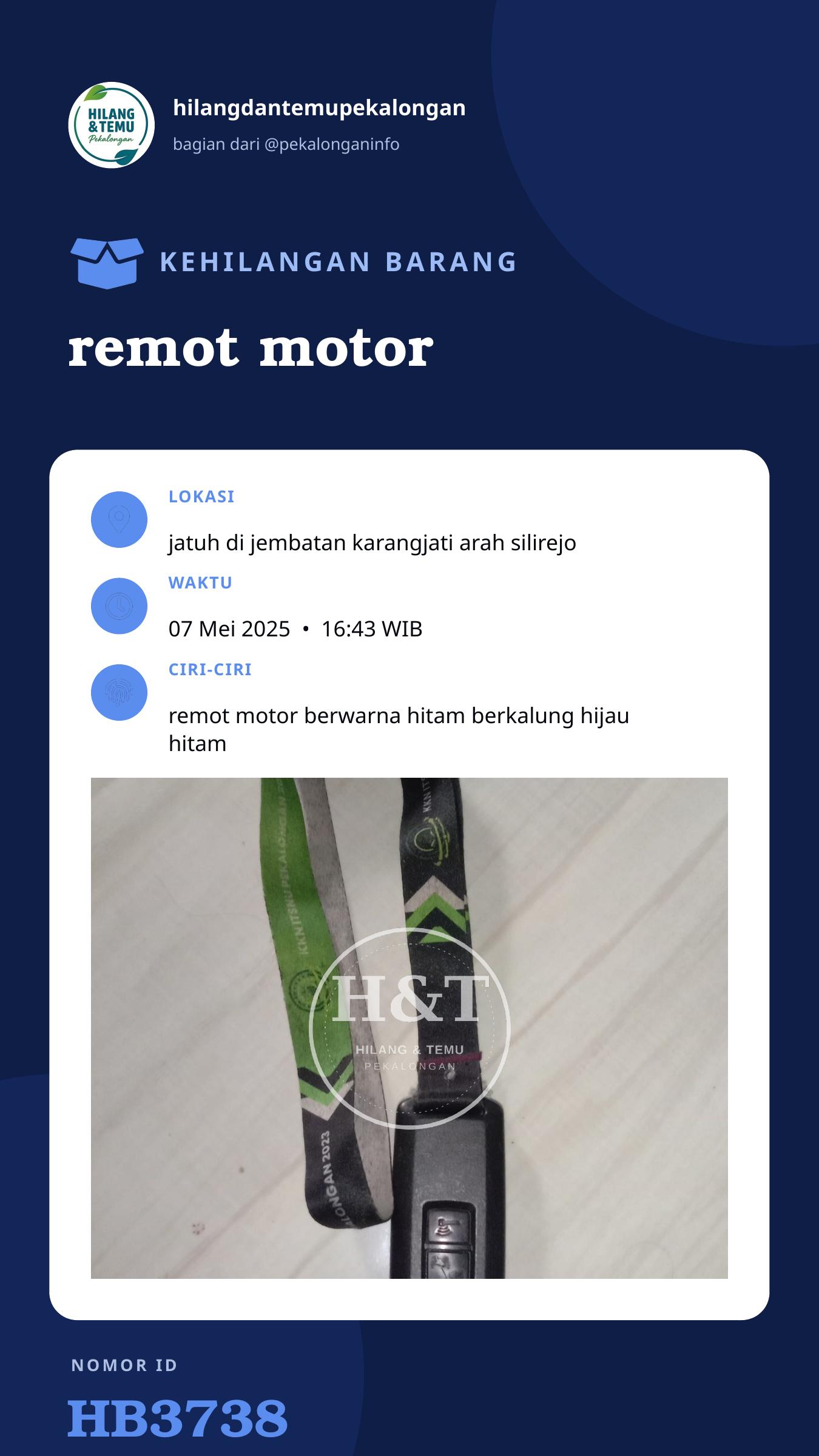 Story 9:16 laporan remot motor