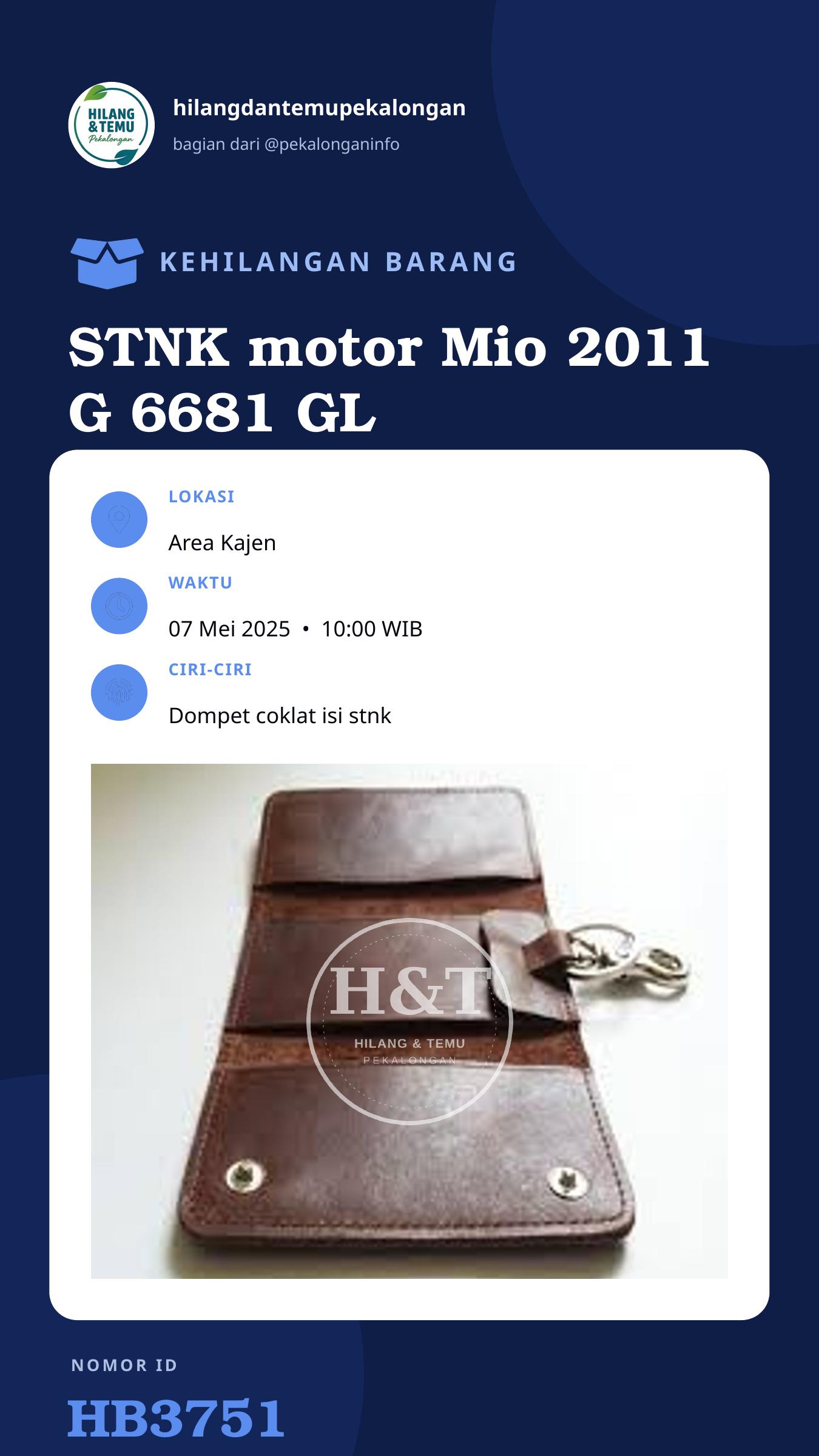 Story 9:16 laporan STNK motor Mio 2011 G 6681 GL