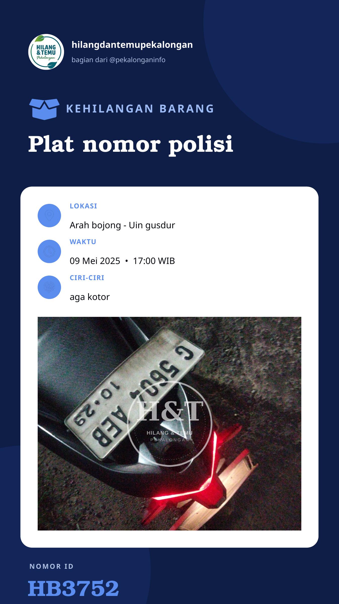 Story 9:16 laporan Plat nomor polisi