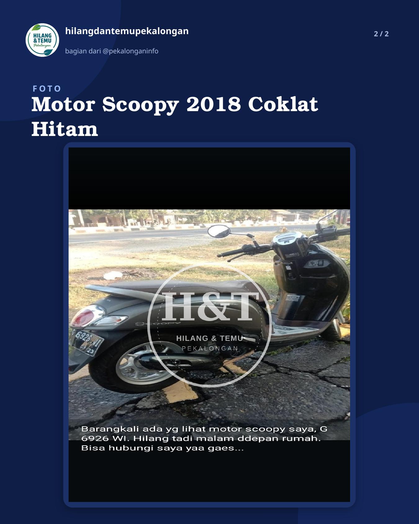 Slide 2 laporan Motor Scoopy 2018 Coklat Hitam