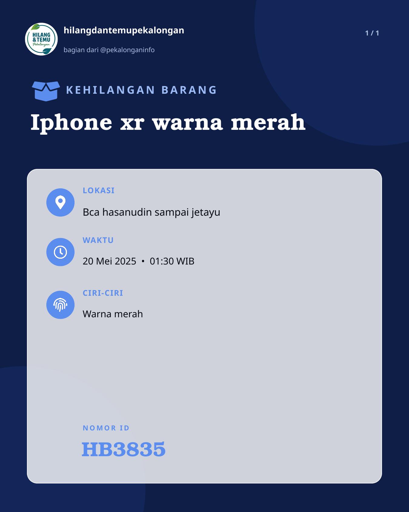 Slide laporan Iphone xr warna merah (HB3835)