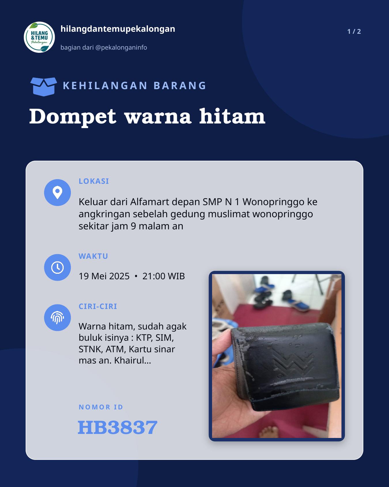 Slide 1 laporan Dompet warna hitam