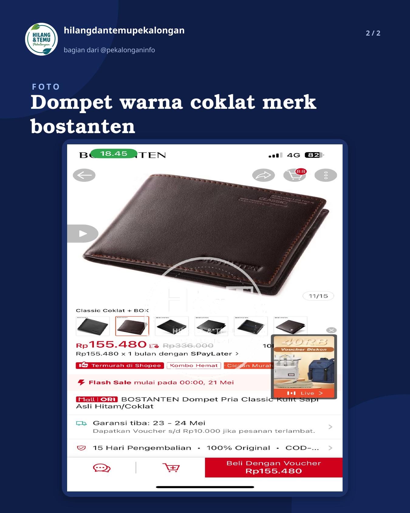 Slide 2 laporan Dompet warna coklat merk bostanten