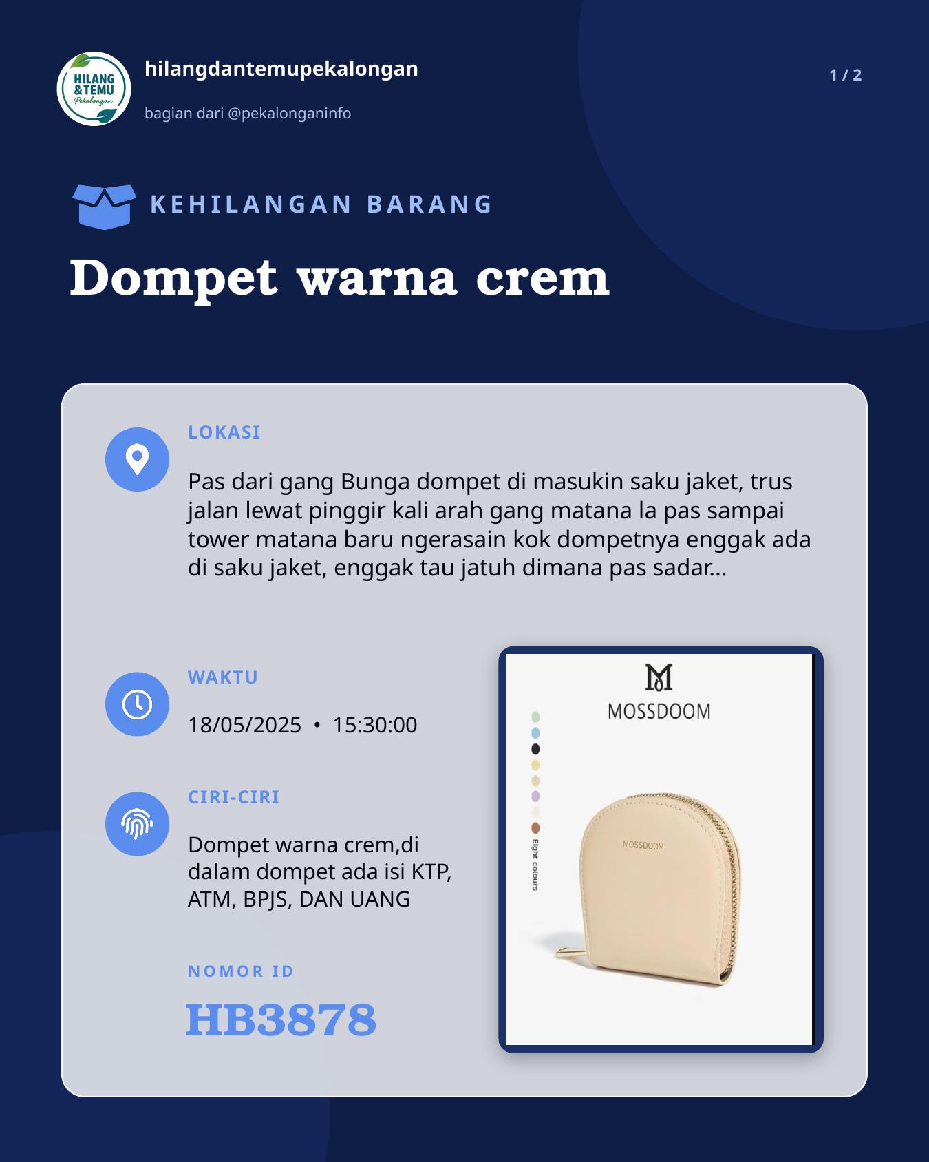 Slide 1 laporan Dompet warna crem