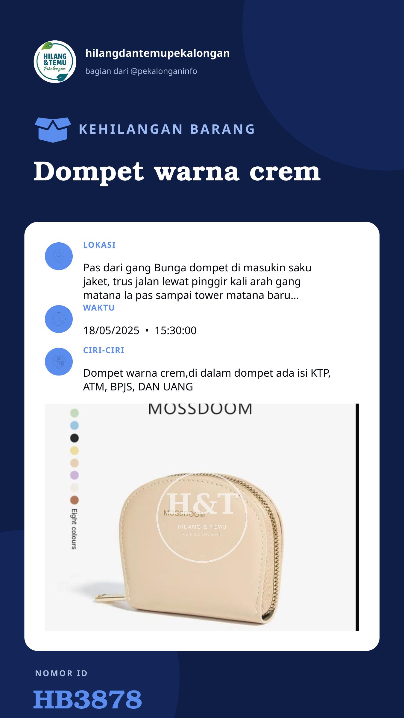 Story 9:16 laporan Dompet warna crem
