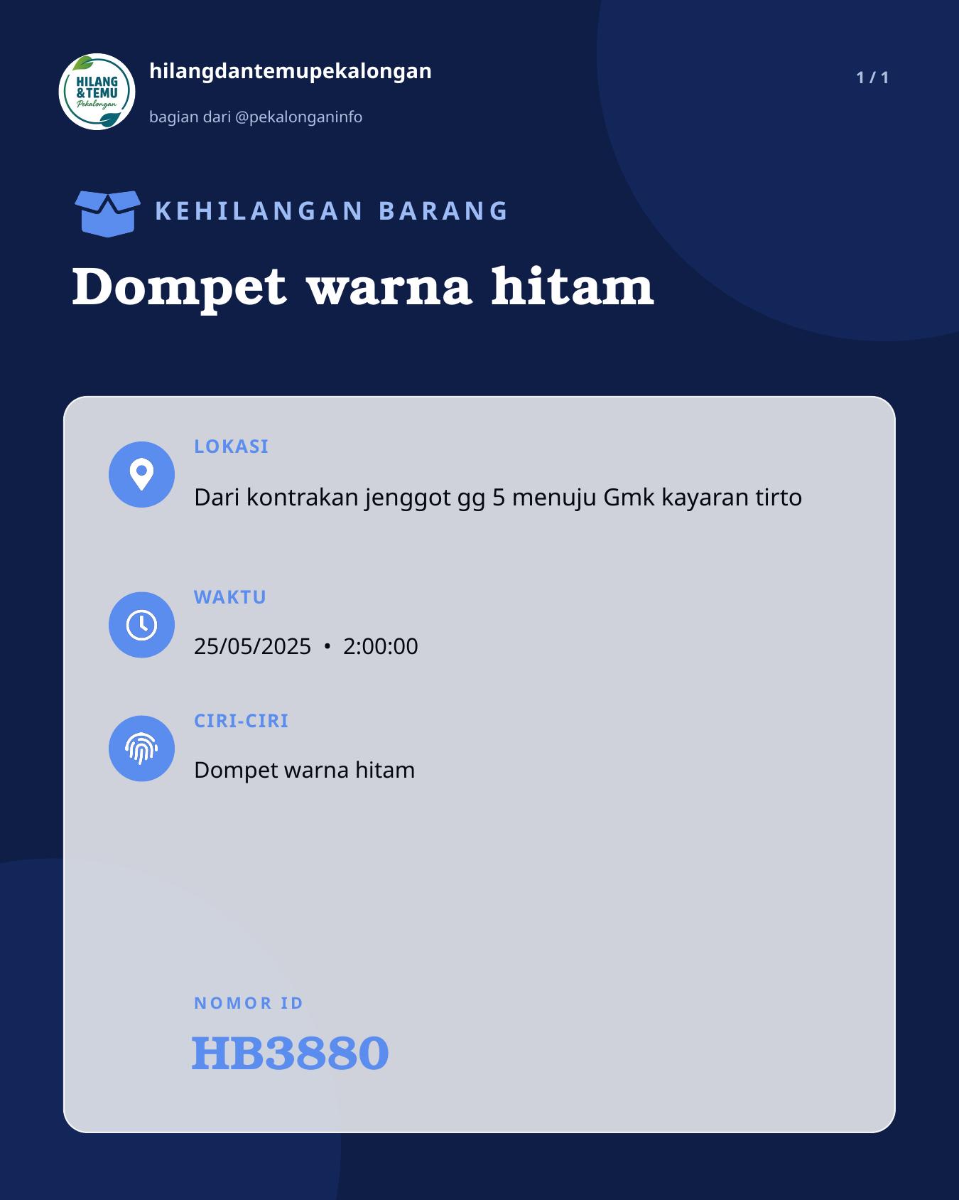 Slide laporan Dompet warna hitam (HB3880)