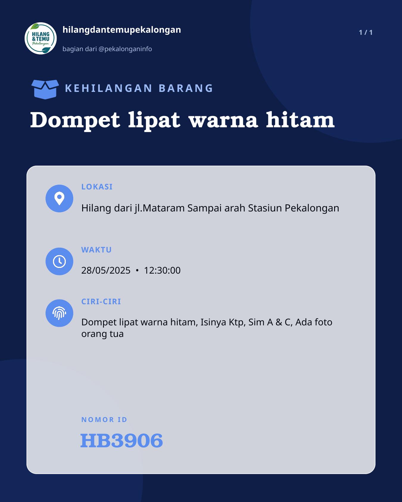 Slide laporan Dompet lipat warna hitam (HB3906)