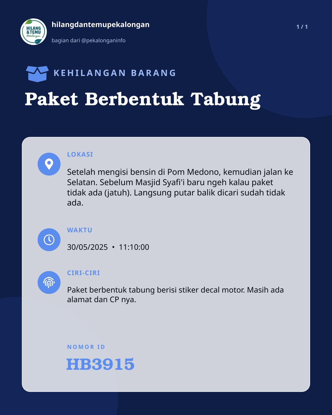 Slide laporan Paket Berbentuk Tabung (HB3915)