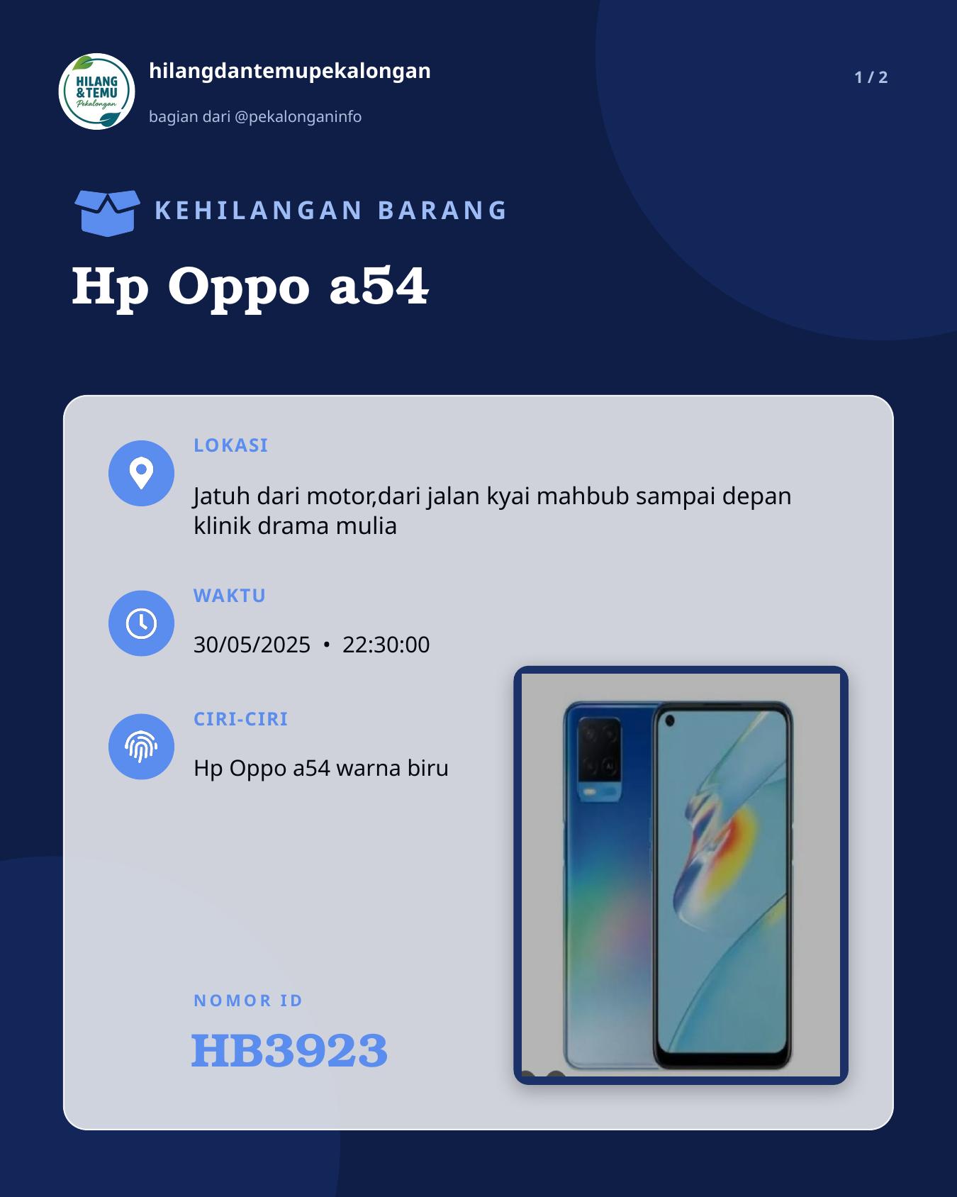 Slide 1 laporan Hp Oppo a54