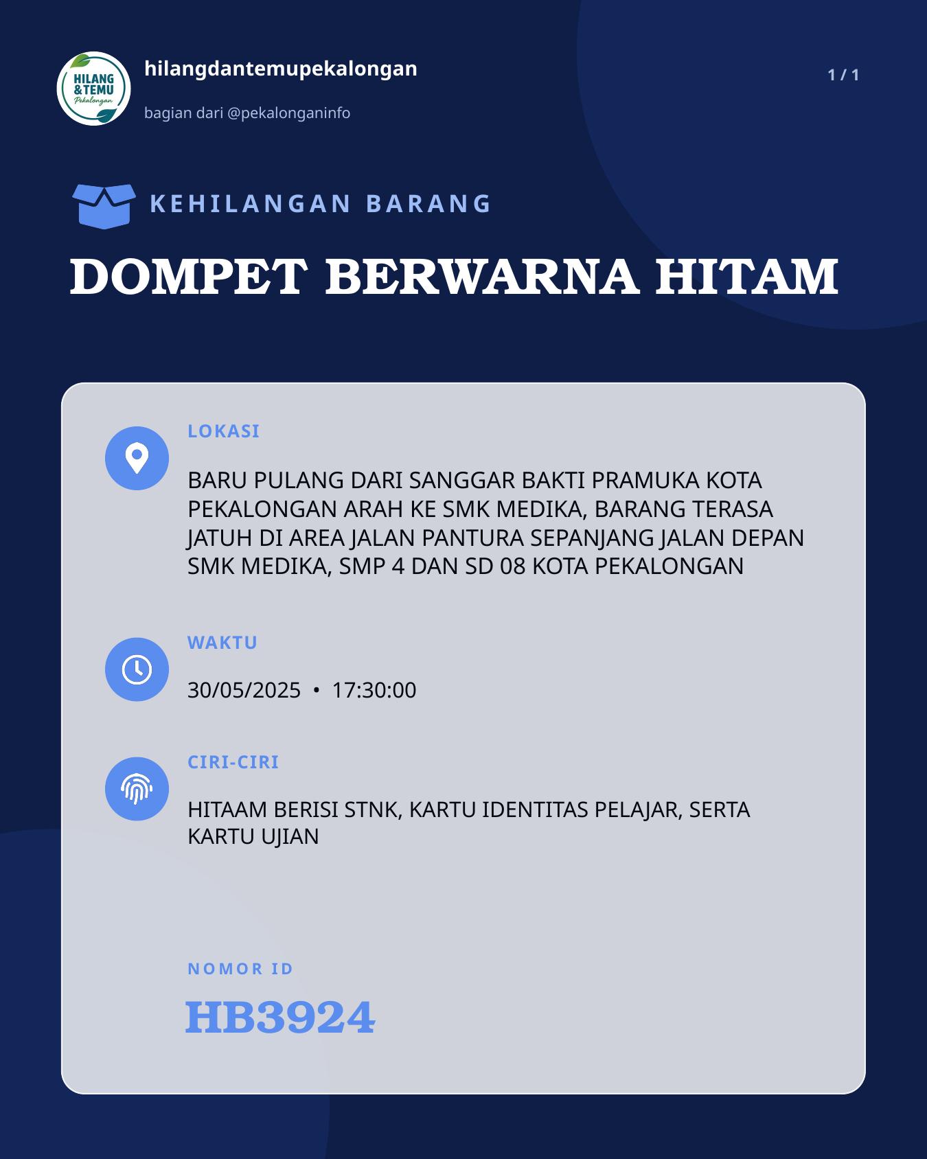 Slide laporan DOMPET BERWARNA HITAM (HB3924)