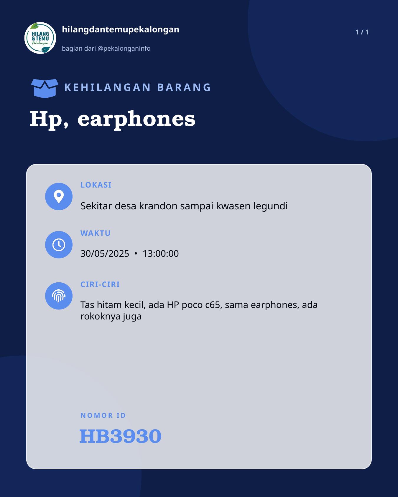 Slide laporan Hp, earphones (HB3930)