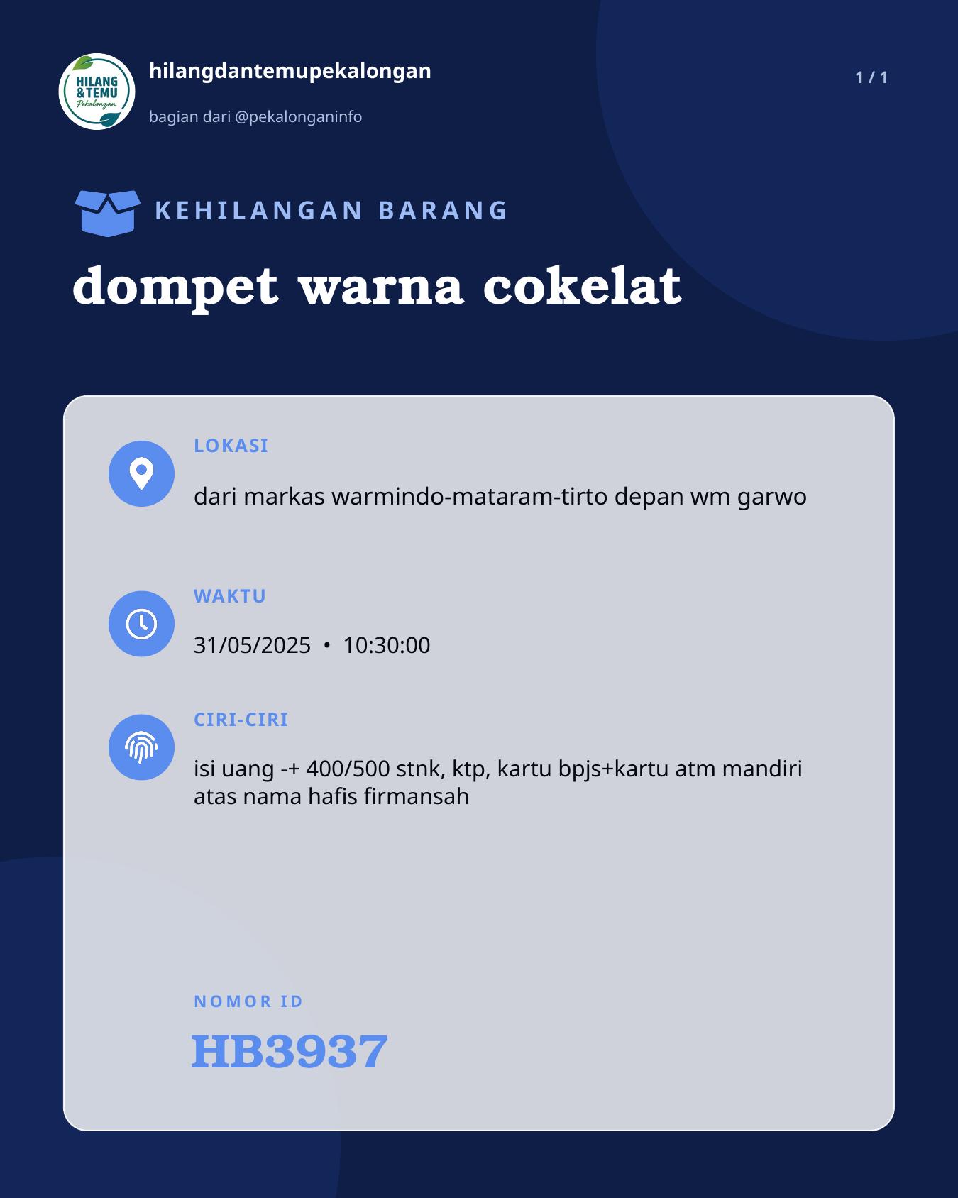 Slide laporan dompet warna cokelat (HB3937)