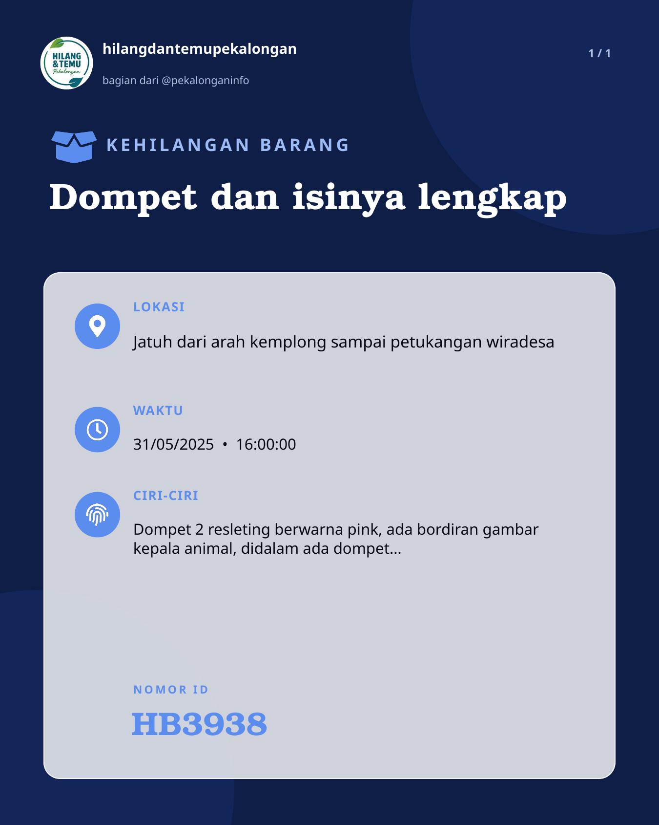 Slide laporan Dompet dan isinya lengkap (HB3938)