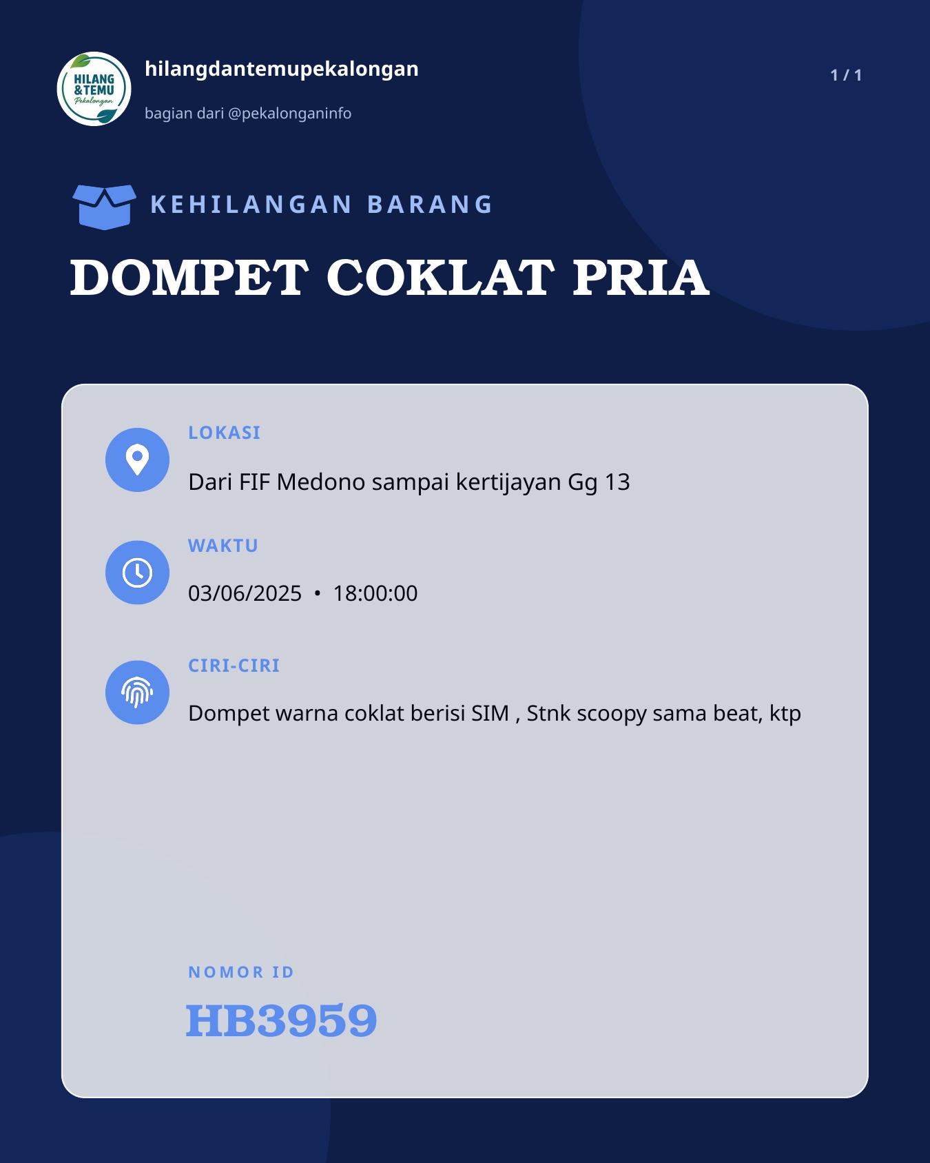 Slide laporan DOMPET COKLAT PRIA (HB3959)