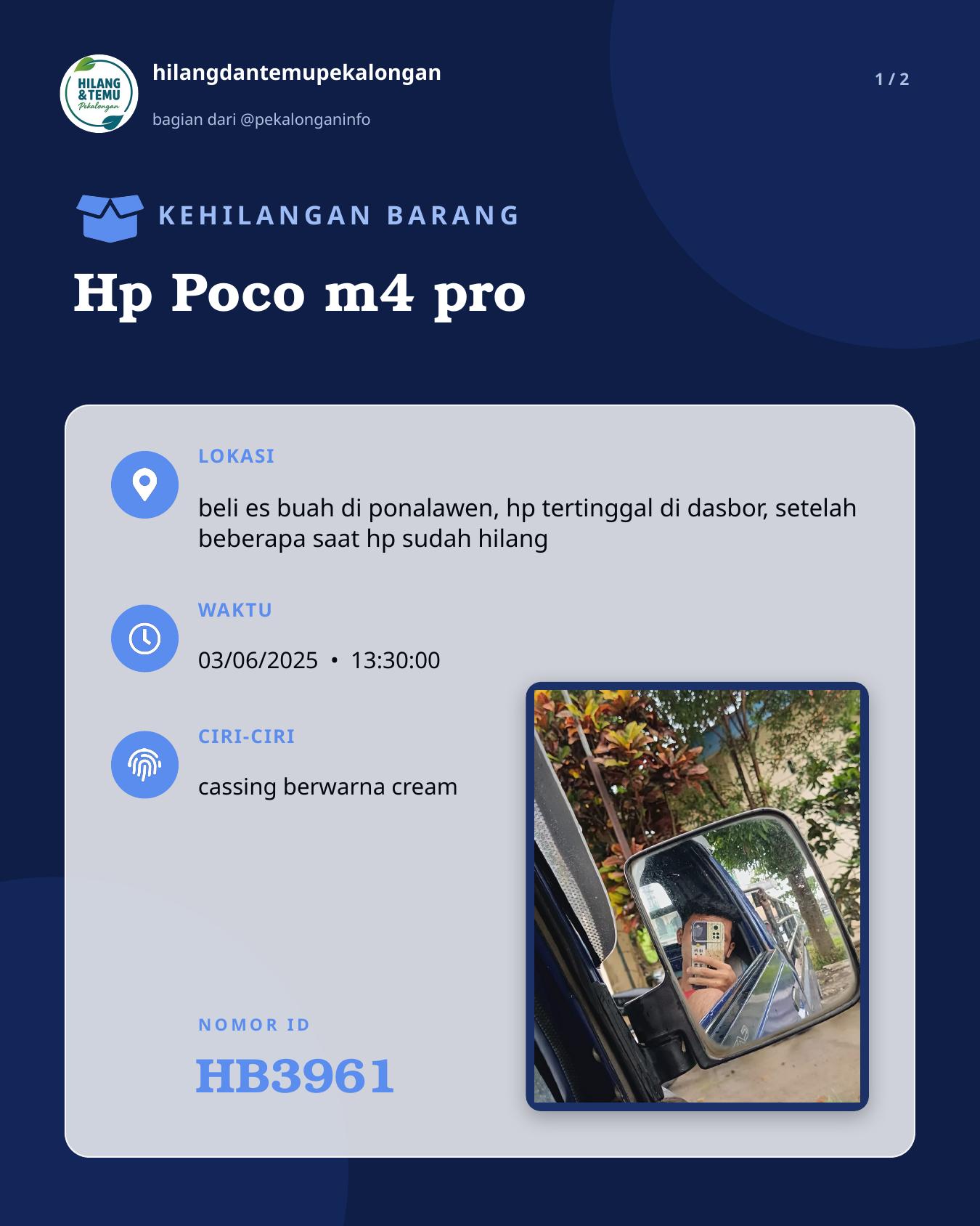 Slide 1 laporan Hp Poco m4 pro