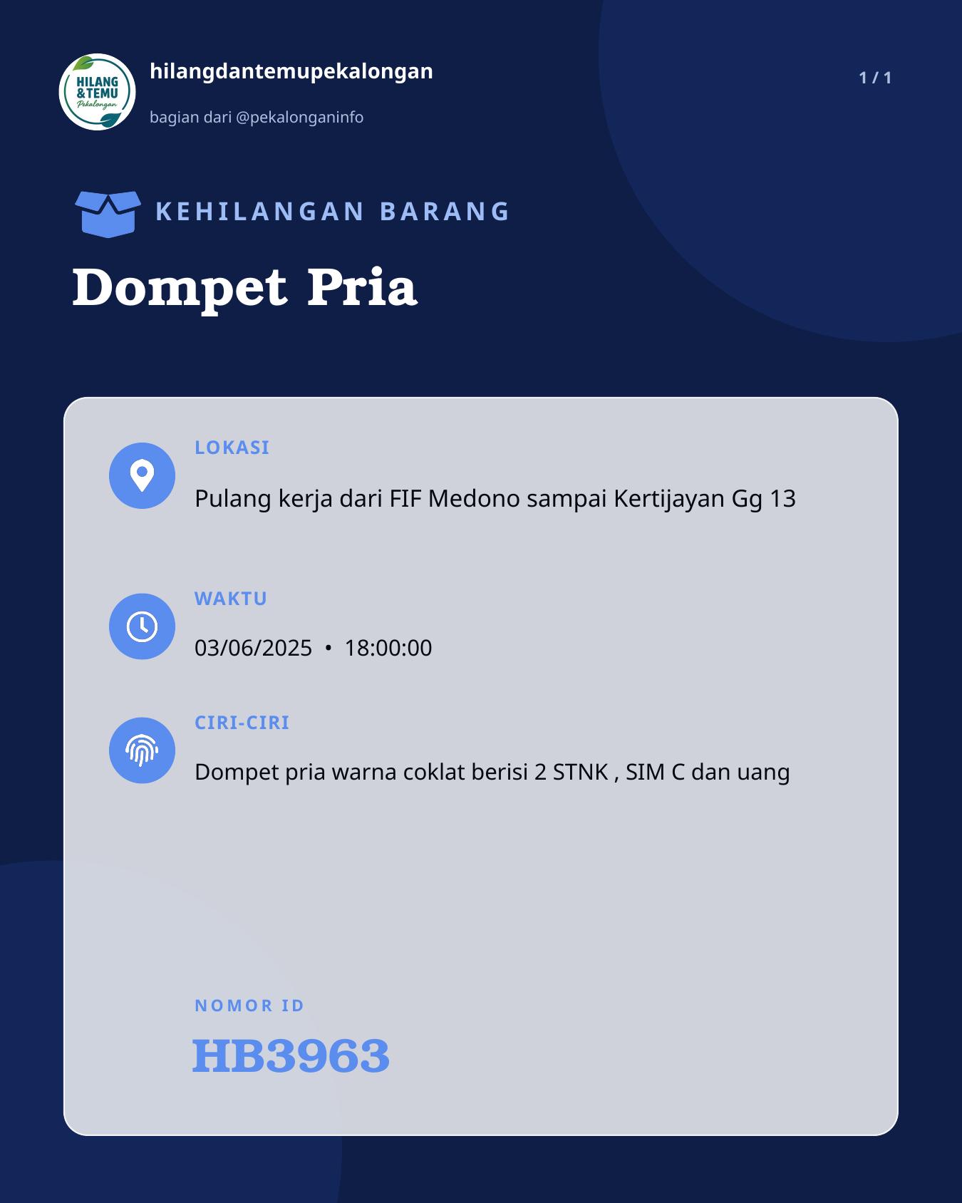 Slide laporan Dompet Pria (HB3963)