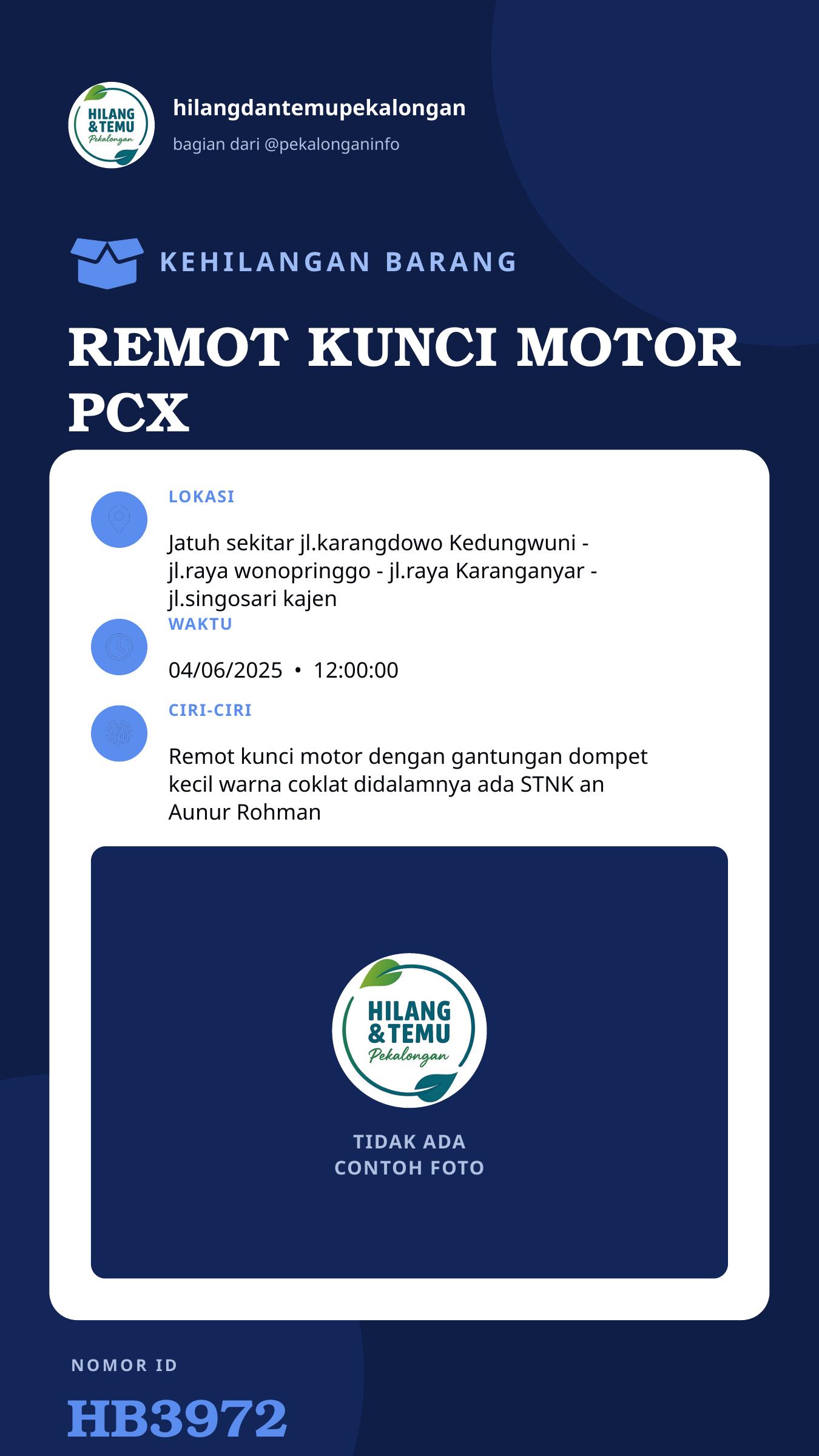 Story 9:16 laporan REMOT KUNCI MOTOR PCX