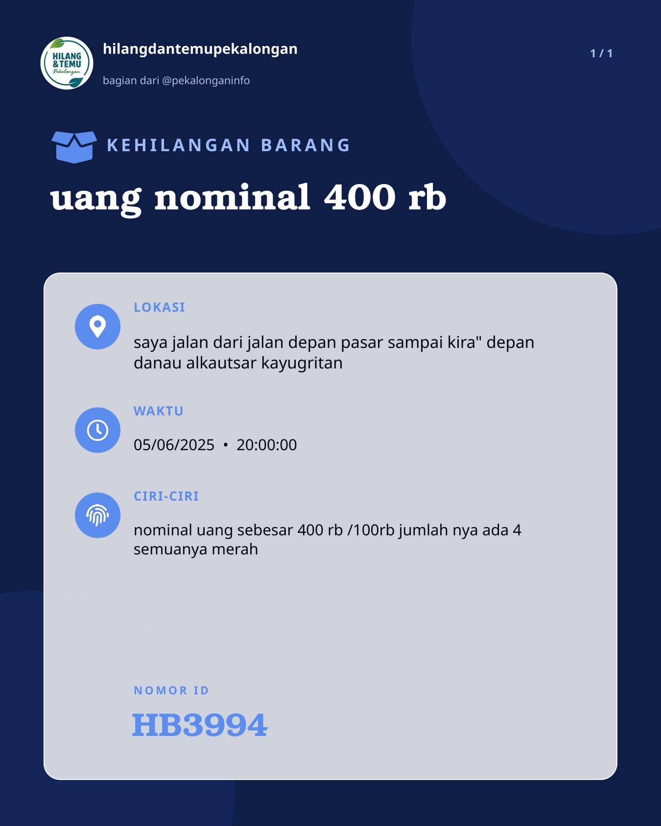 Slide laporan uang nominal 400 rb (HB3994)