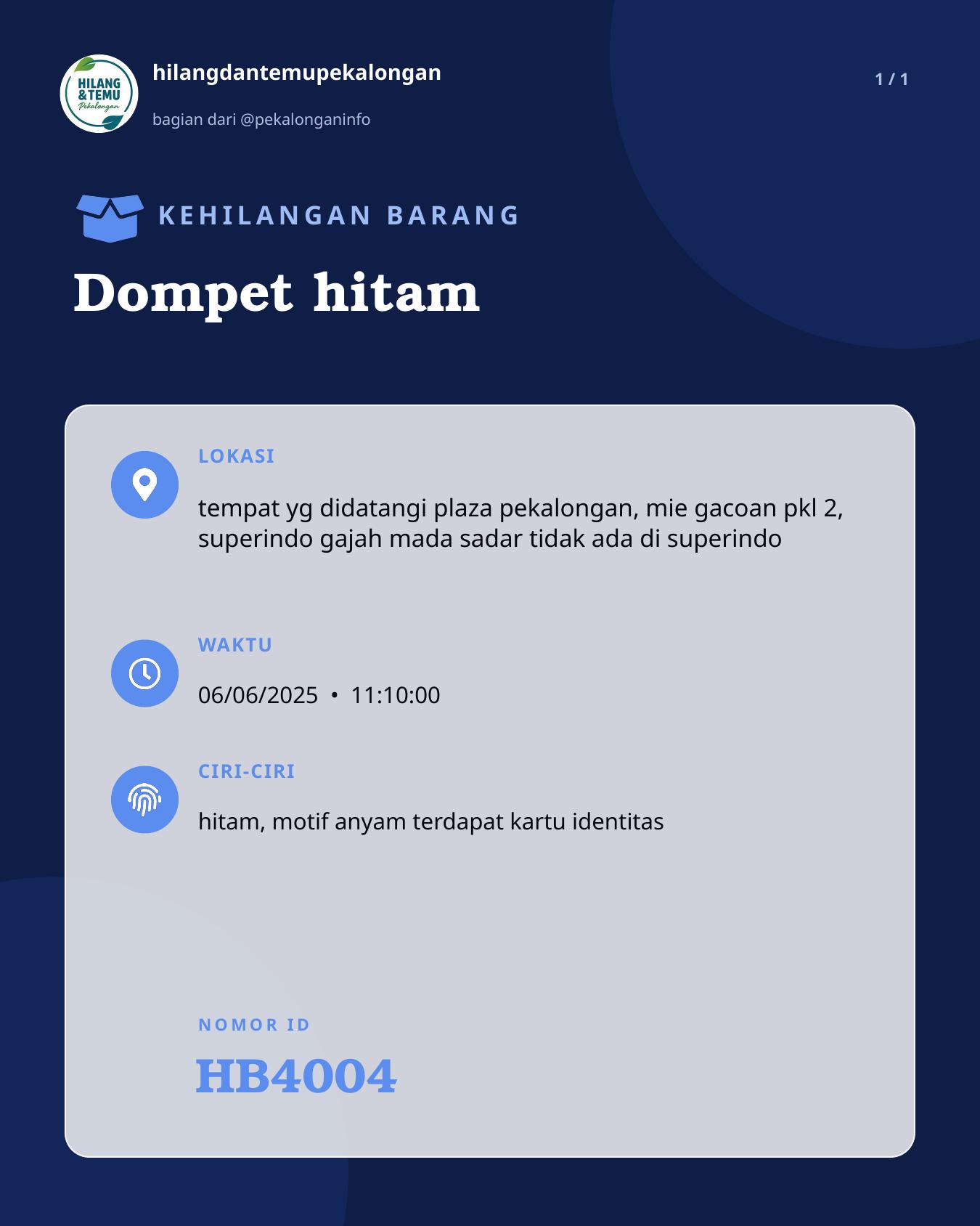 Slide laporan Dompet hitam (HB4004)