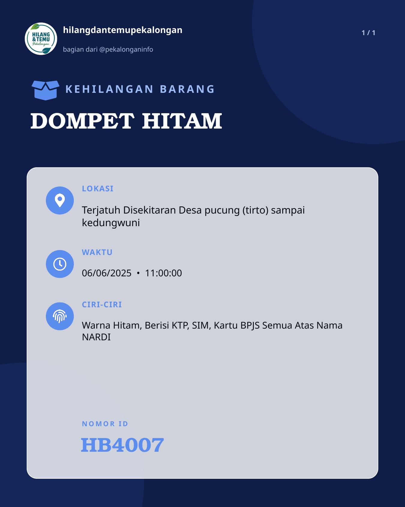 Slide laporan DOMPET HITAM (HB4007)