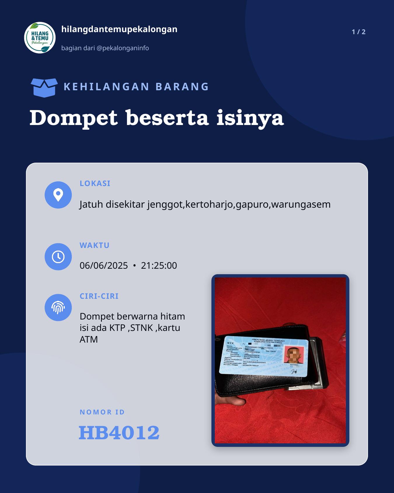 Slide 1 laporan Dompet beserta isinya