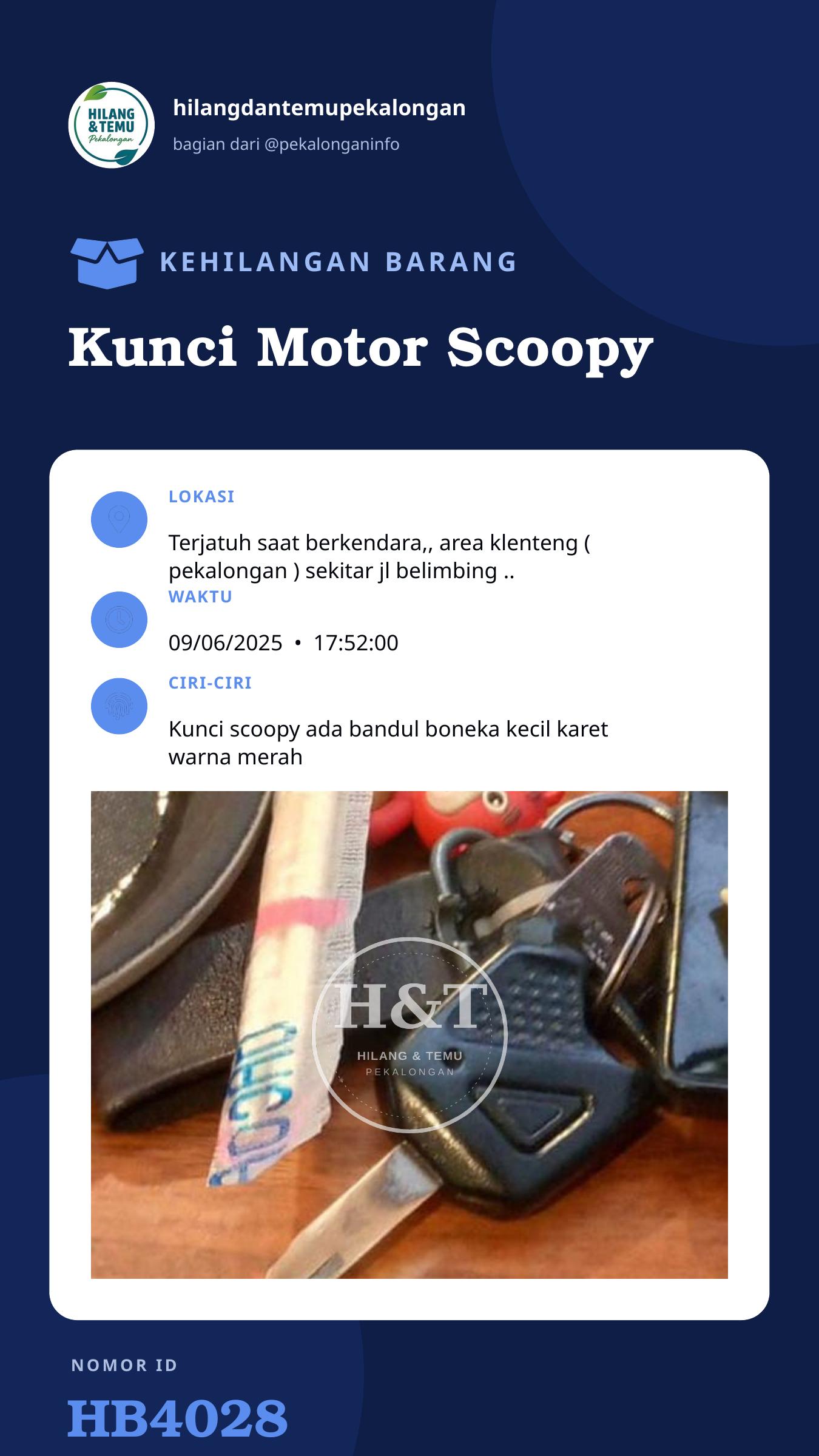 Story 9:16 laporan Kunci Motor Scoopy