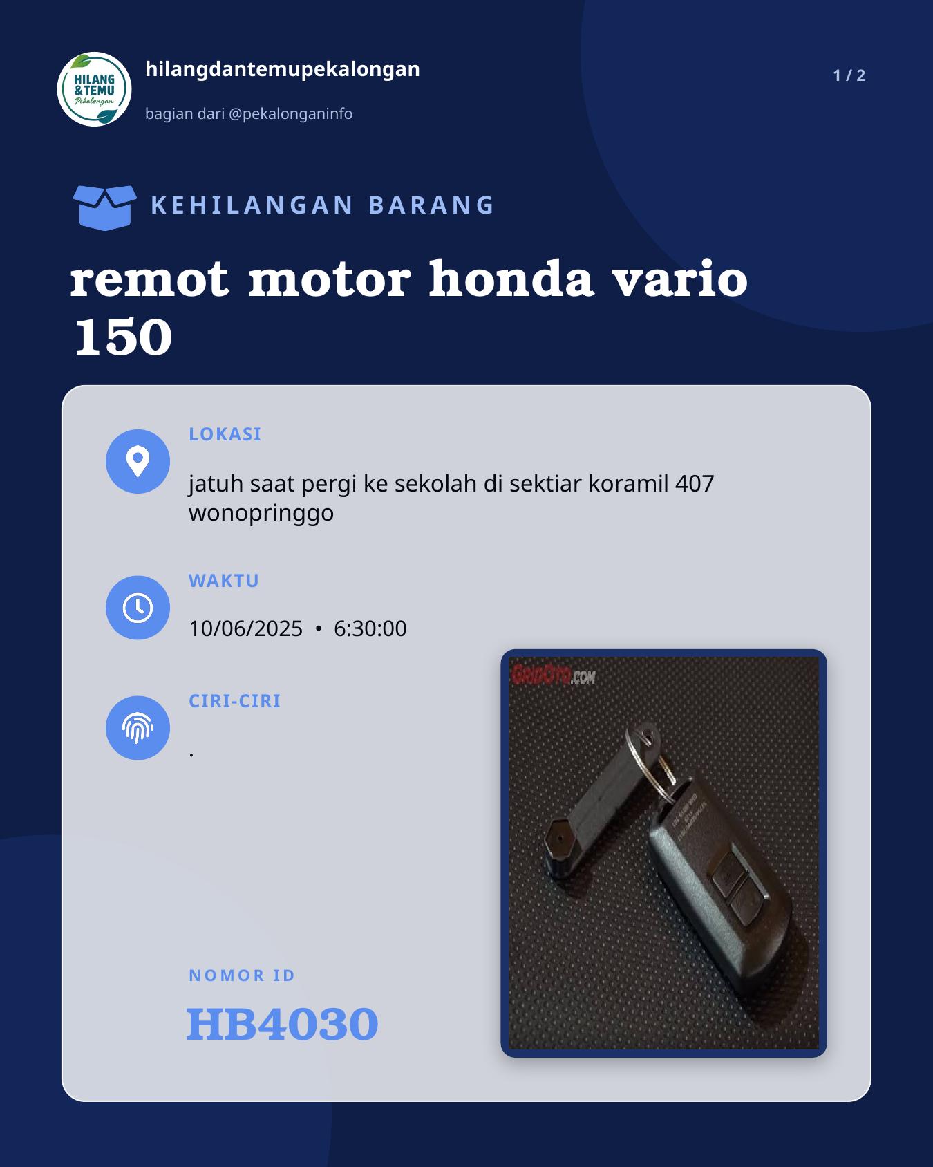 Slide 1 laporan remot motor honda vario 150