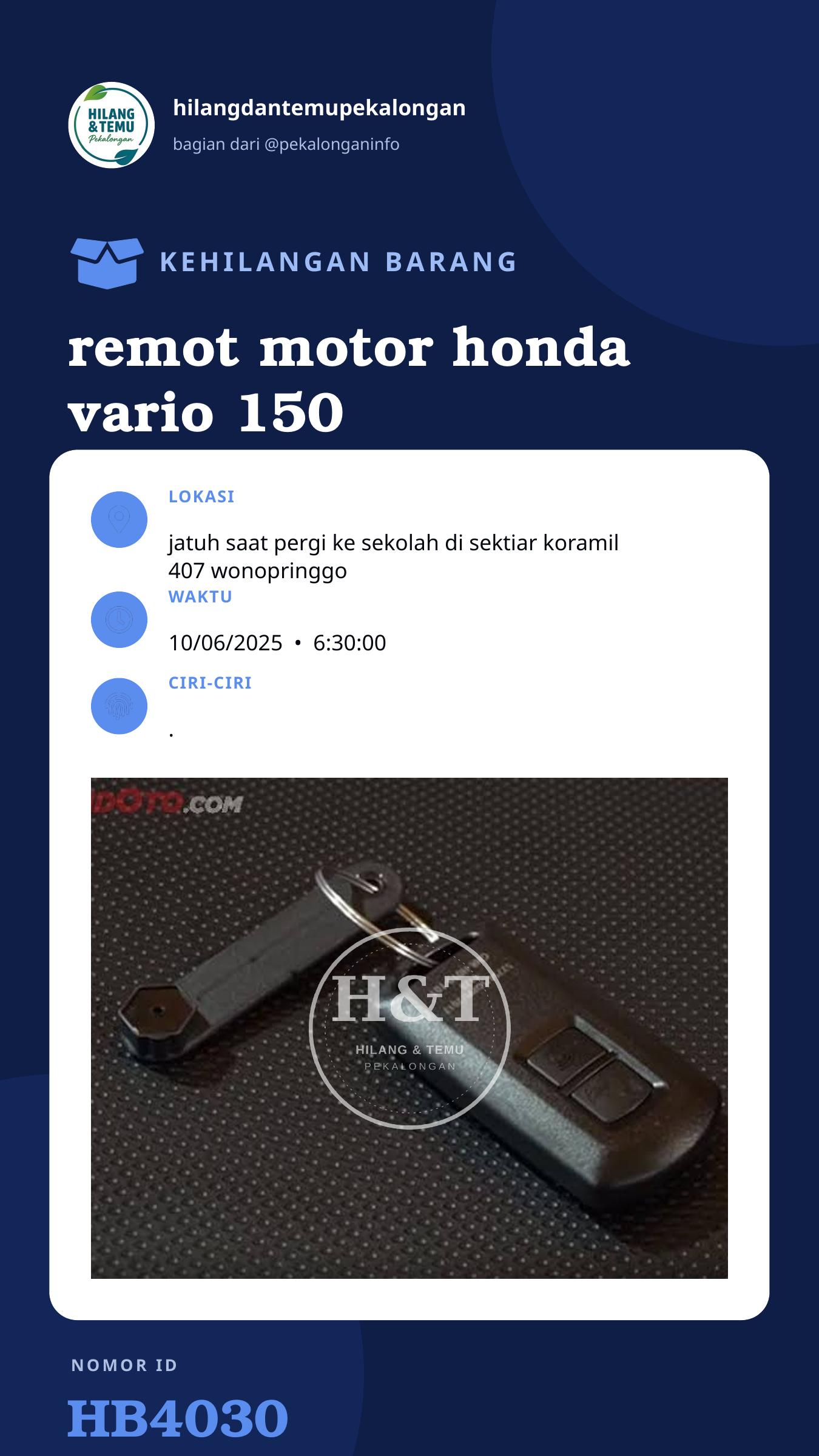 Story 9:16 laporan remot motor honda vario 150