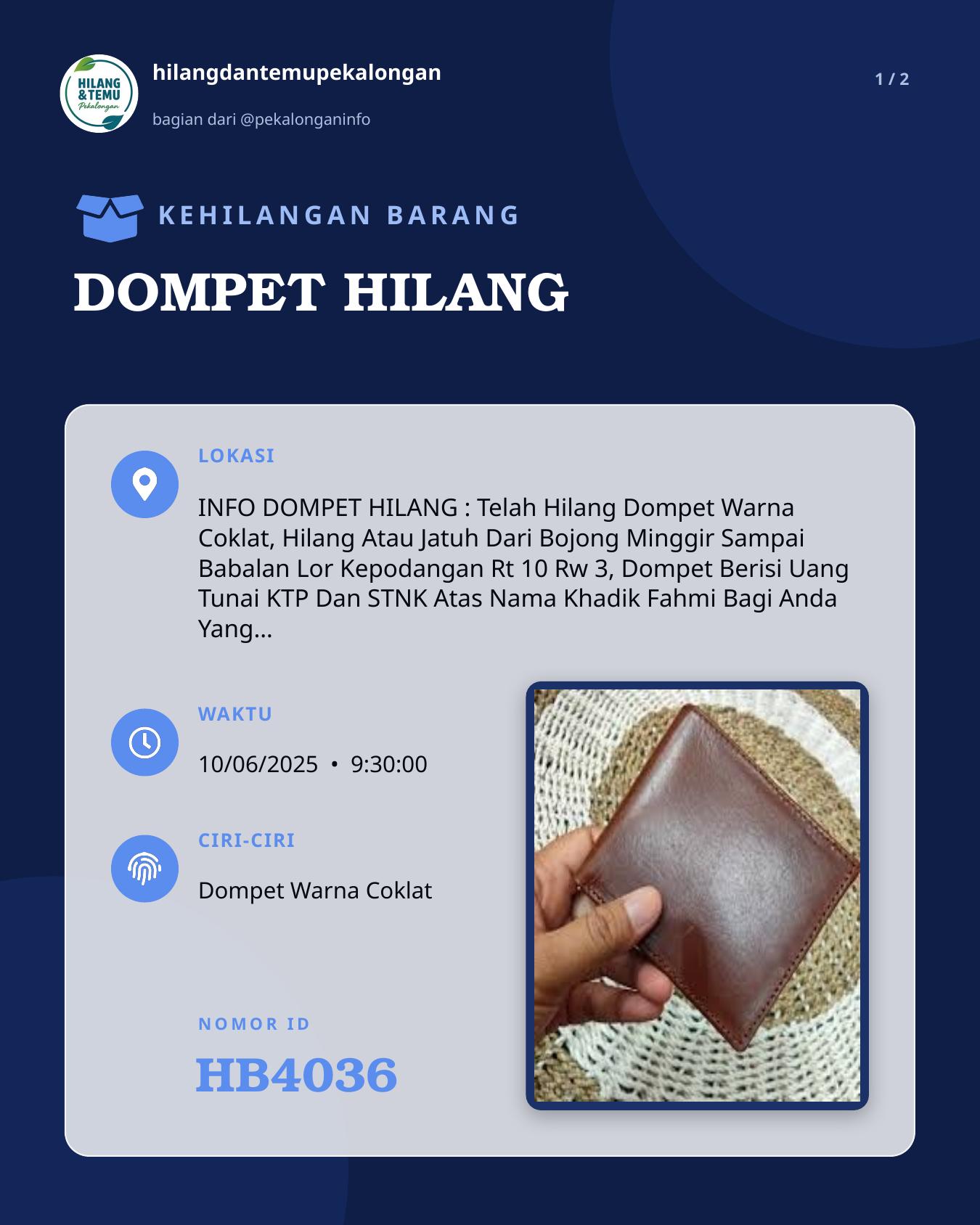 Slide 1 laporan DOMPET HILANG