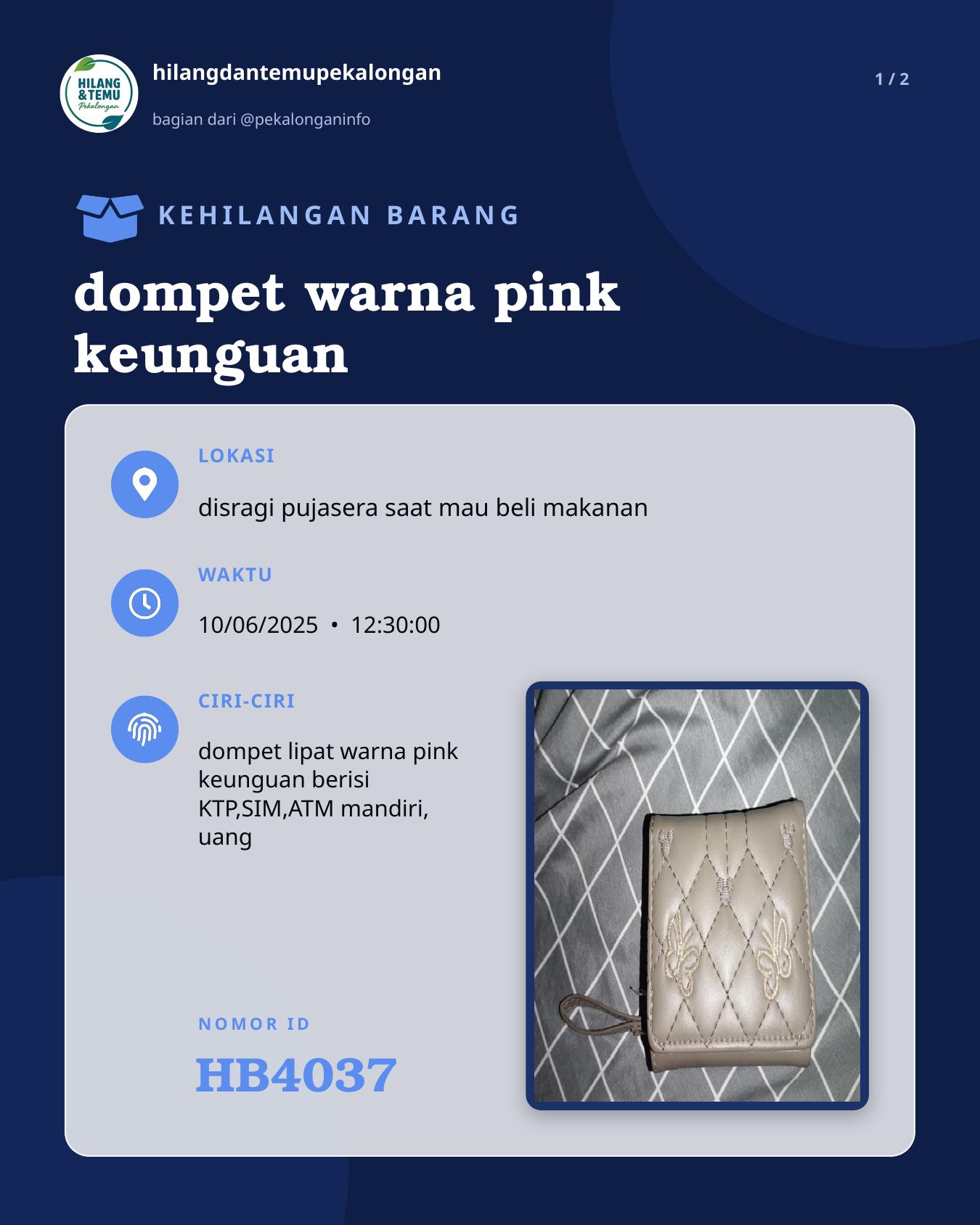 Slide 1 laporan dompet warna pink keunguan