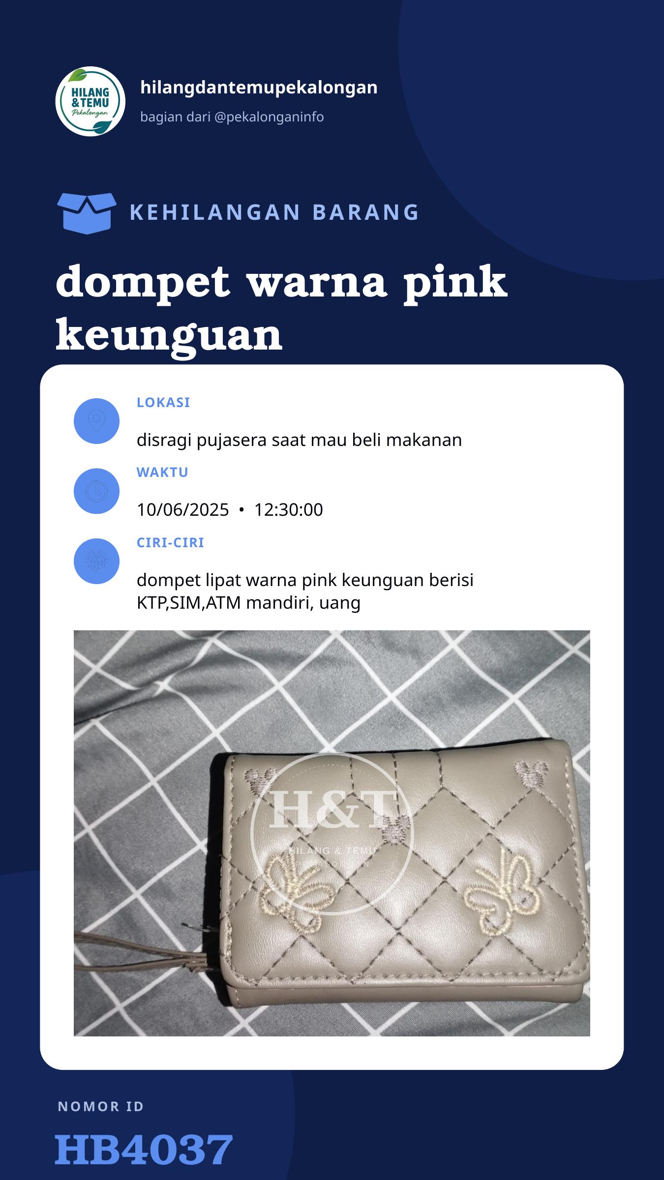 Story 9:16 laporan dompet warna pink keunguan