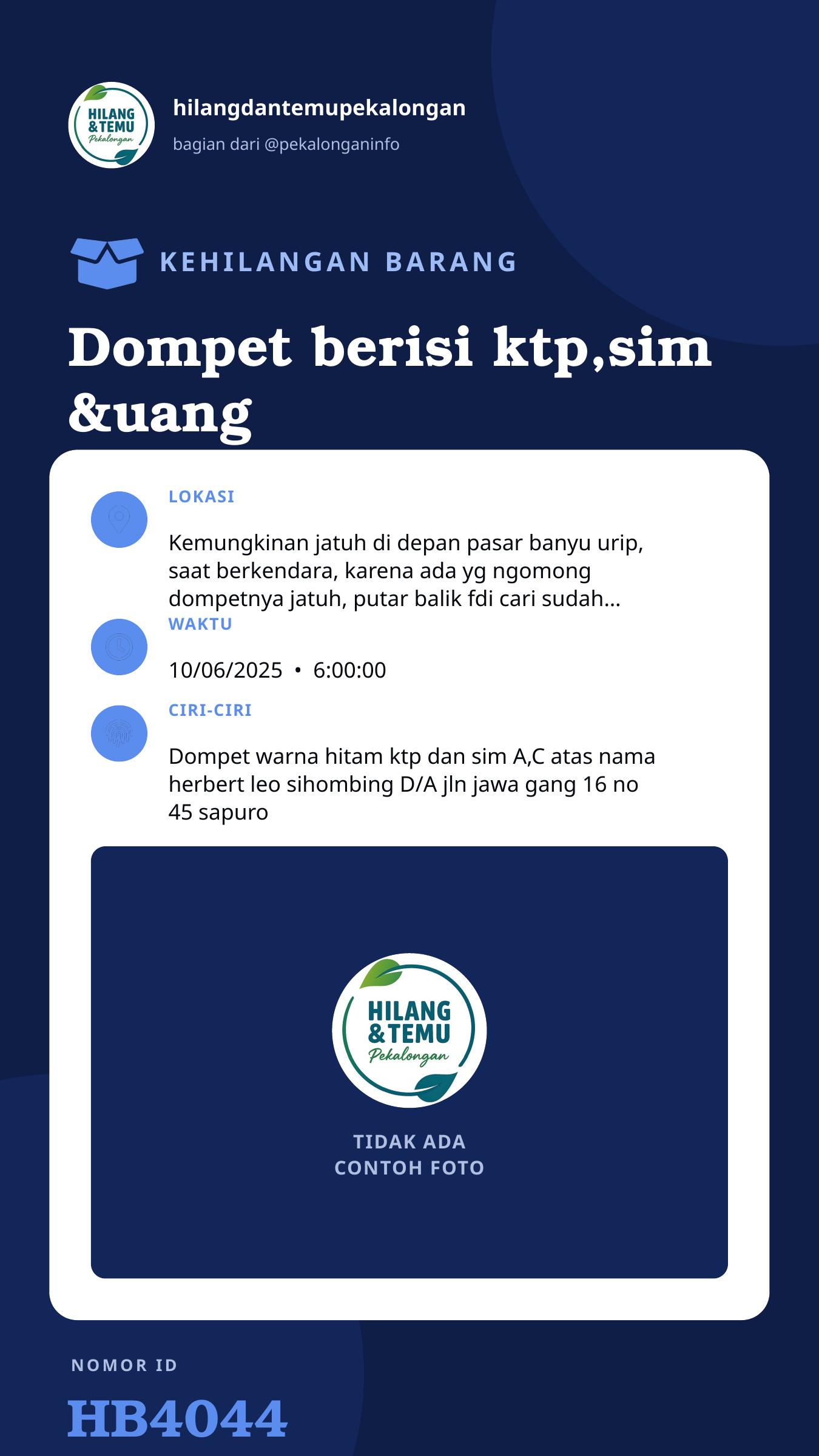 Story 9:16 laporan Dompet berisi ktp,sim &uang