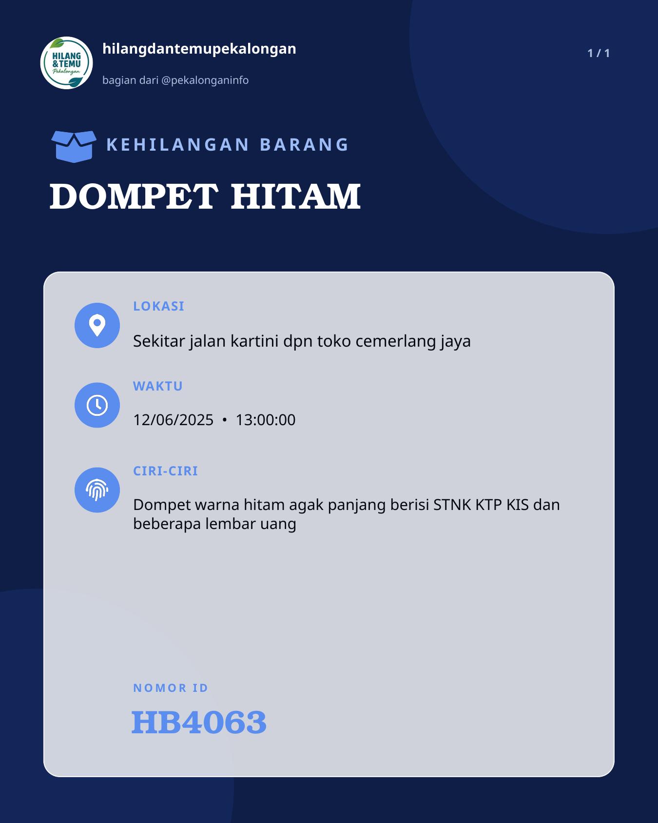 Slide laporan DOMPET HITAM (HB4063)