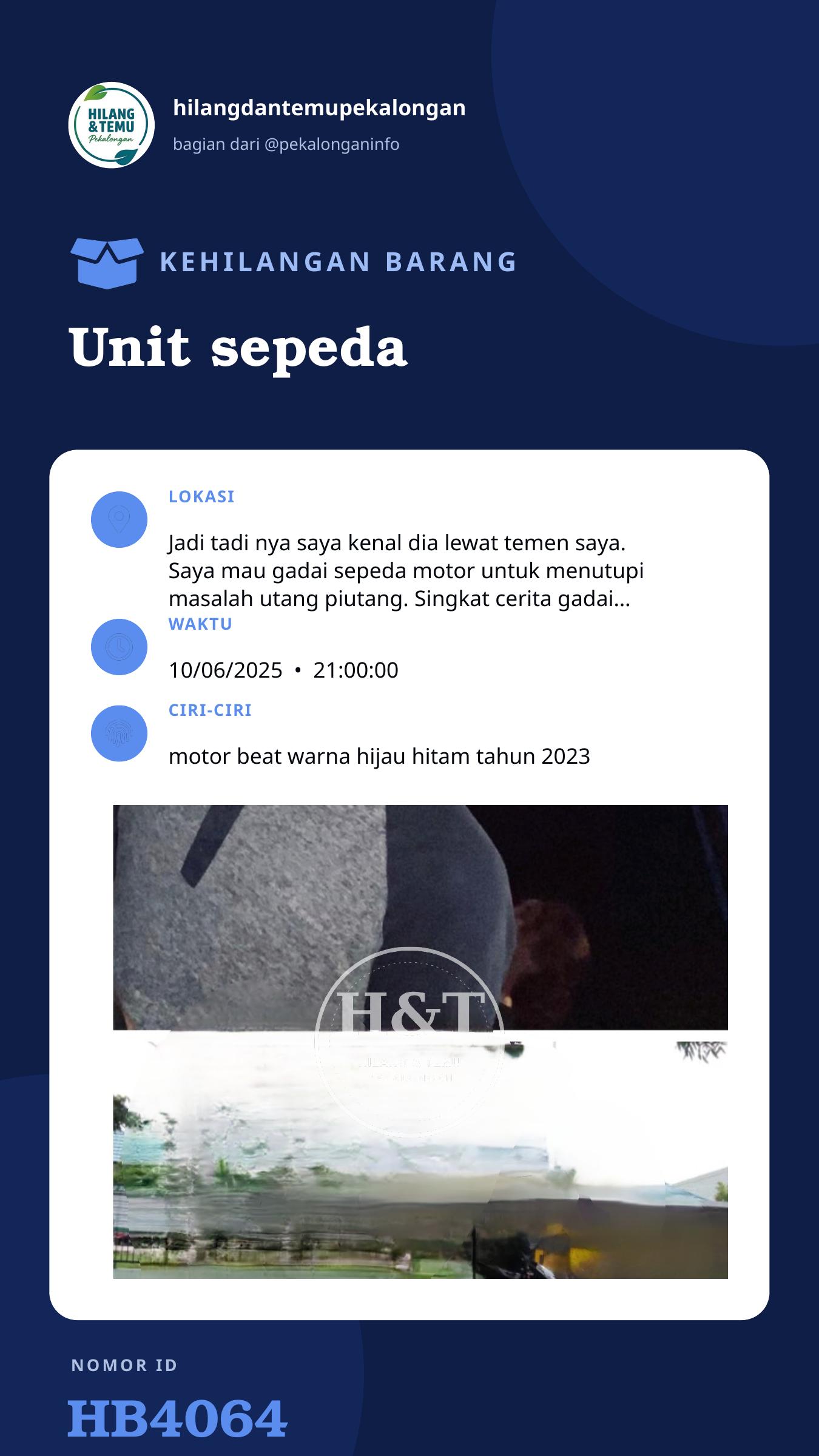 Story 9:16 laporan Unit sepeda