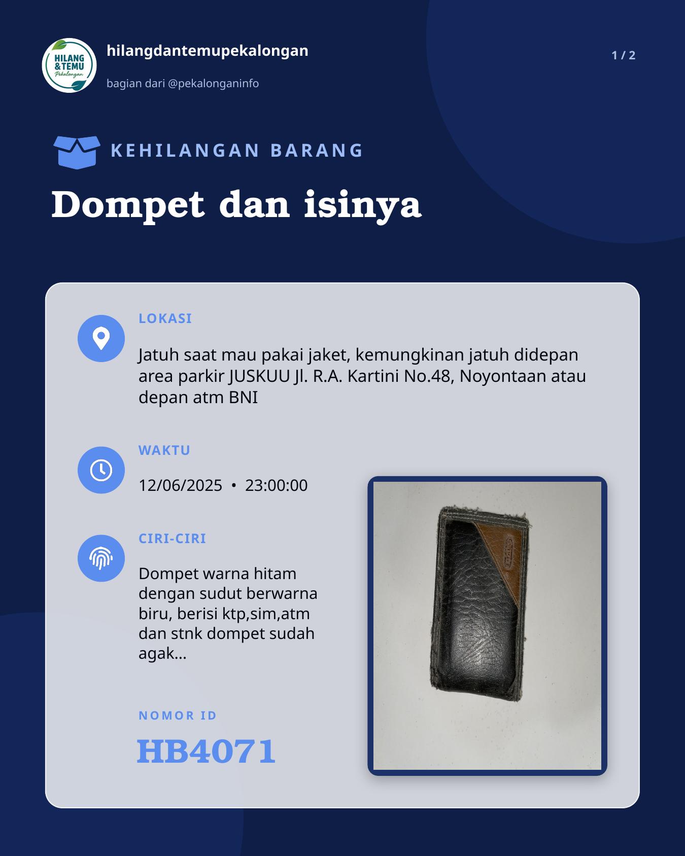 Slide 1 laporan Dompet dan isinya