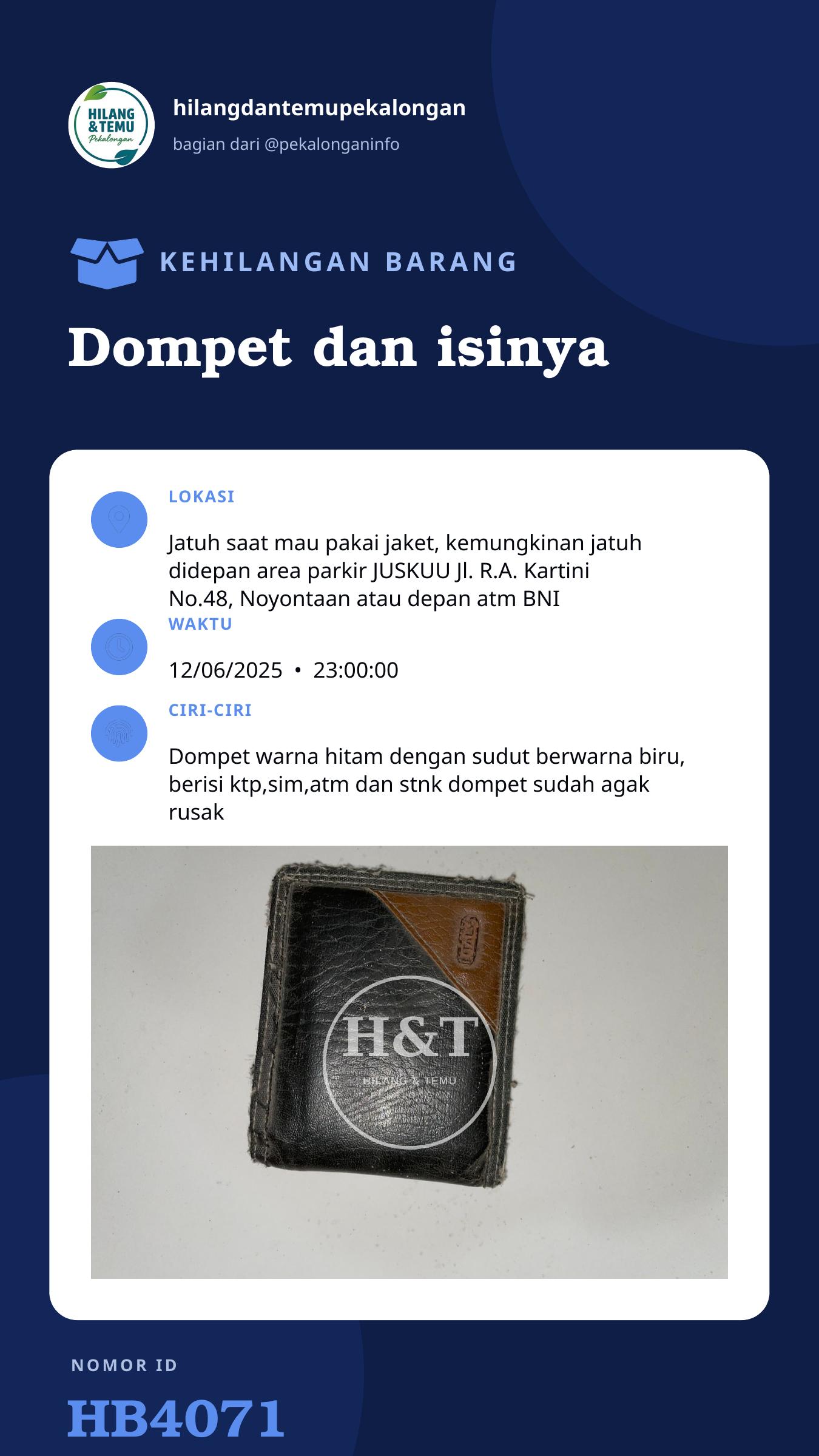 Story 9:16 laporan Dompet dan isinya